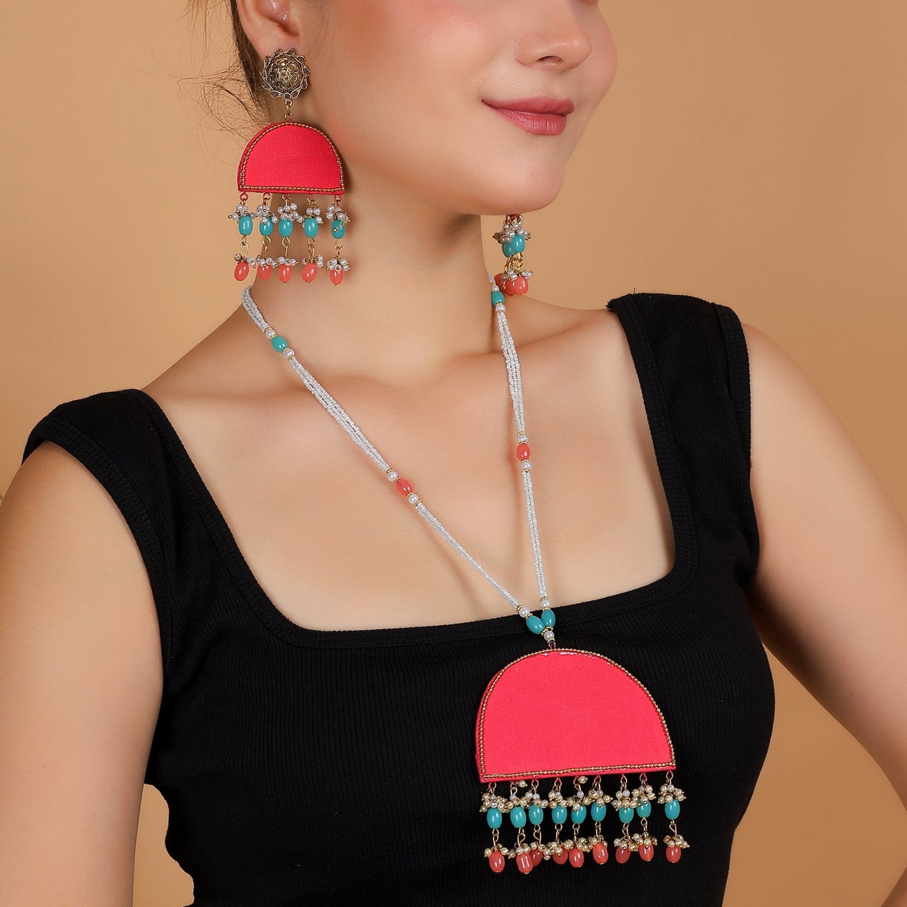 khoj city Hasti Classic Multi Color Hand Painted (Necklace set) HP-NP-