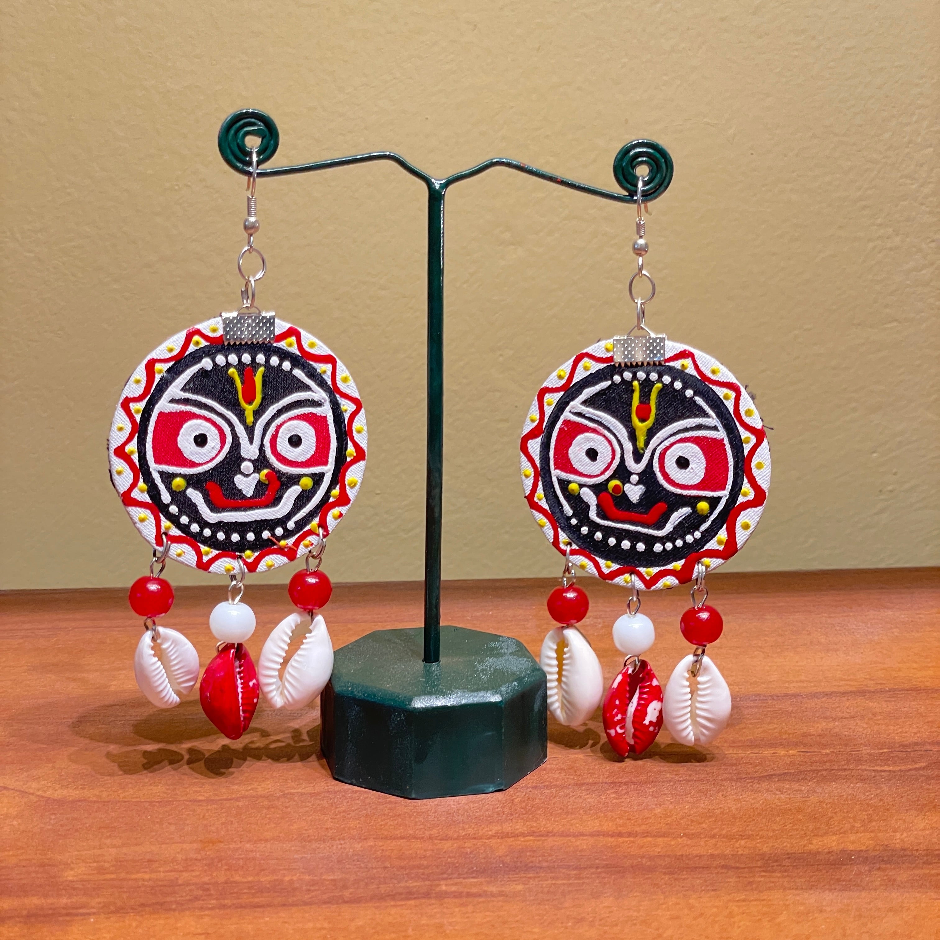 khoj city Jagabandhu Handpainted Red (Earrings)