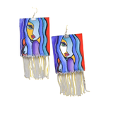 khoj city Jahanara Handpainted Blue (Earrings)