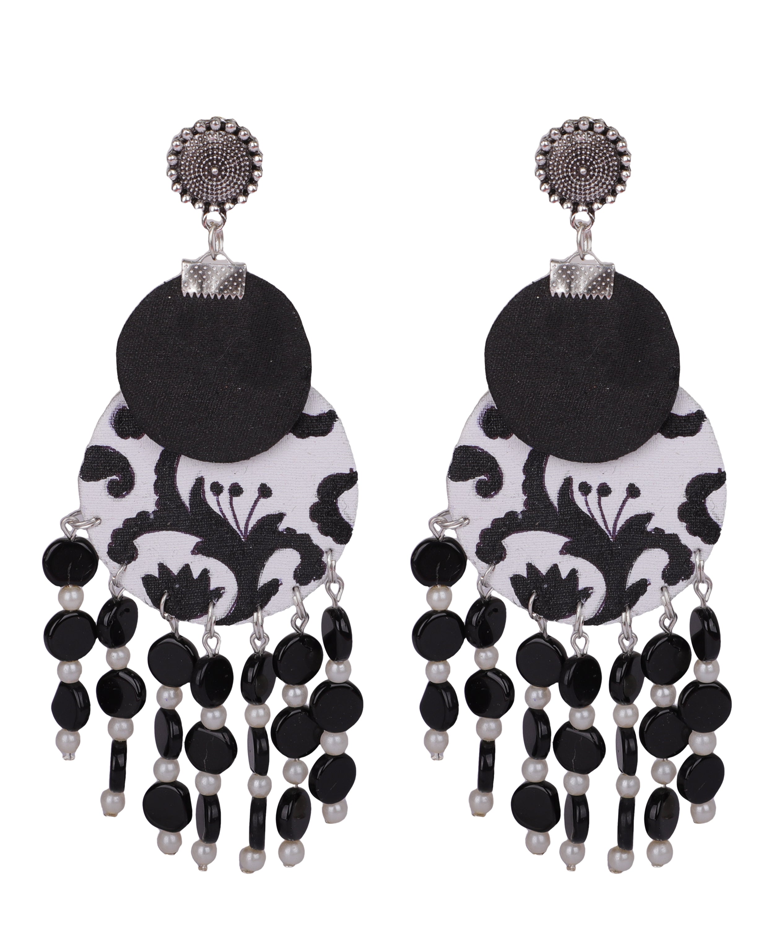 khoj city Jet Black Traditional Multi Color Hand Painted Drop (Earrings) HP-ER-083