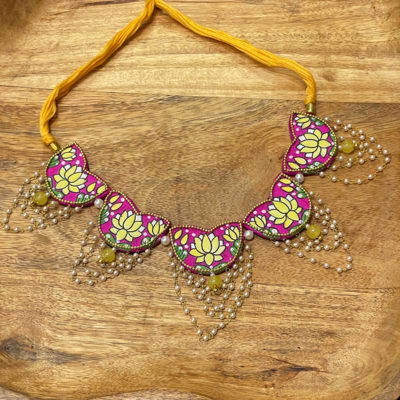 khoj city Kaatyayani Handpainted Dark Pink (Necklace)