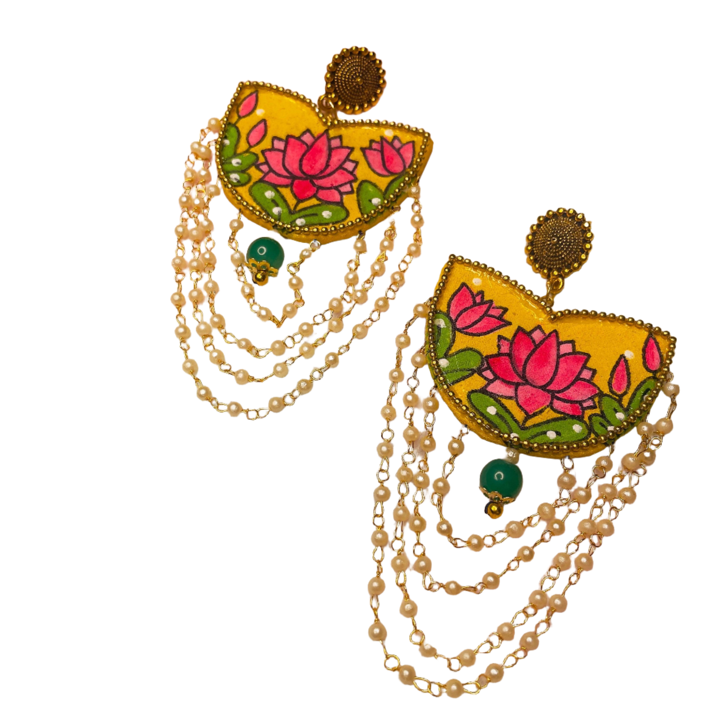 khoj city Kaatyayani Handpainted Haldi Yellow (Earrings)