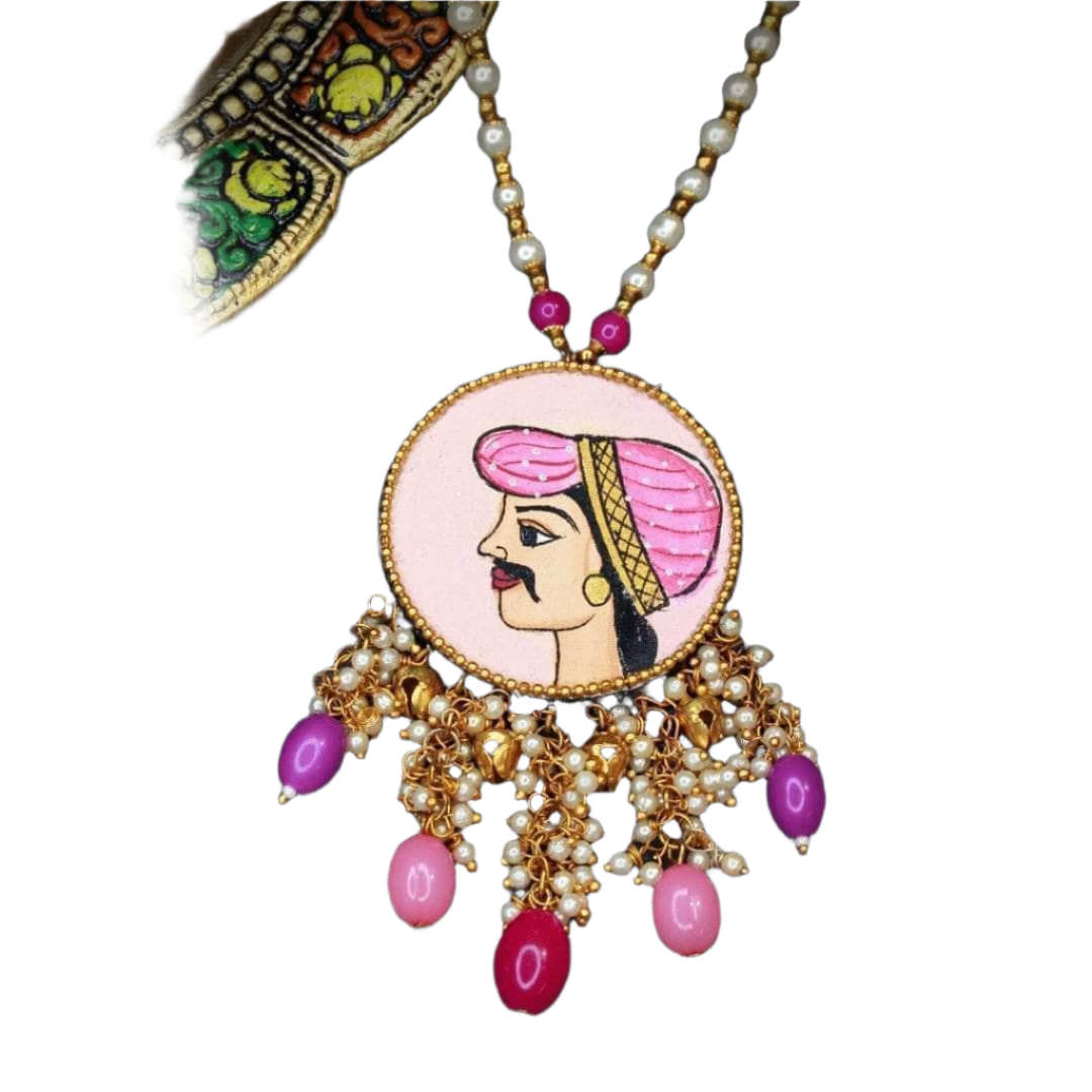 khoj city Kanwar Sa Handpainted Pink (Necklace)