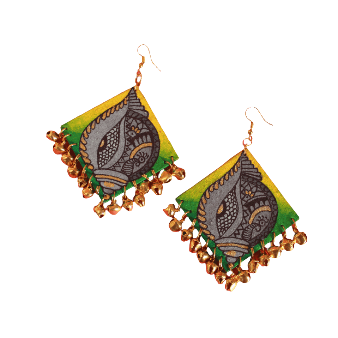 khoj city Kaudi Design Handpainted Grey (Earrings)