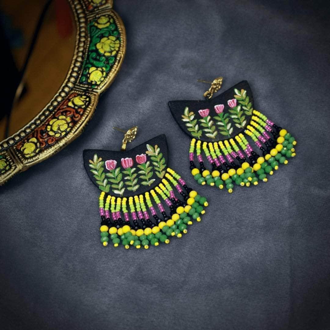 khoj city Madge Handpainted Green (Earrings)