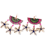 khoj city Mandala Shell Handpainted Pink (Earrings)