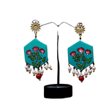 khoj city Mannat Handpainted Green Earrings