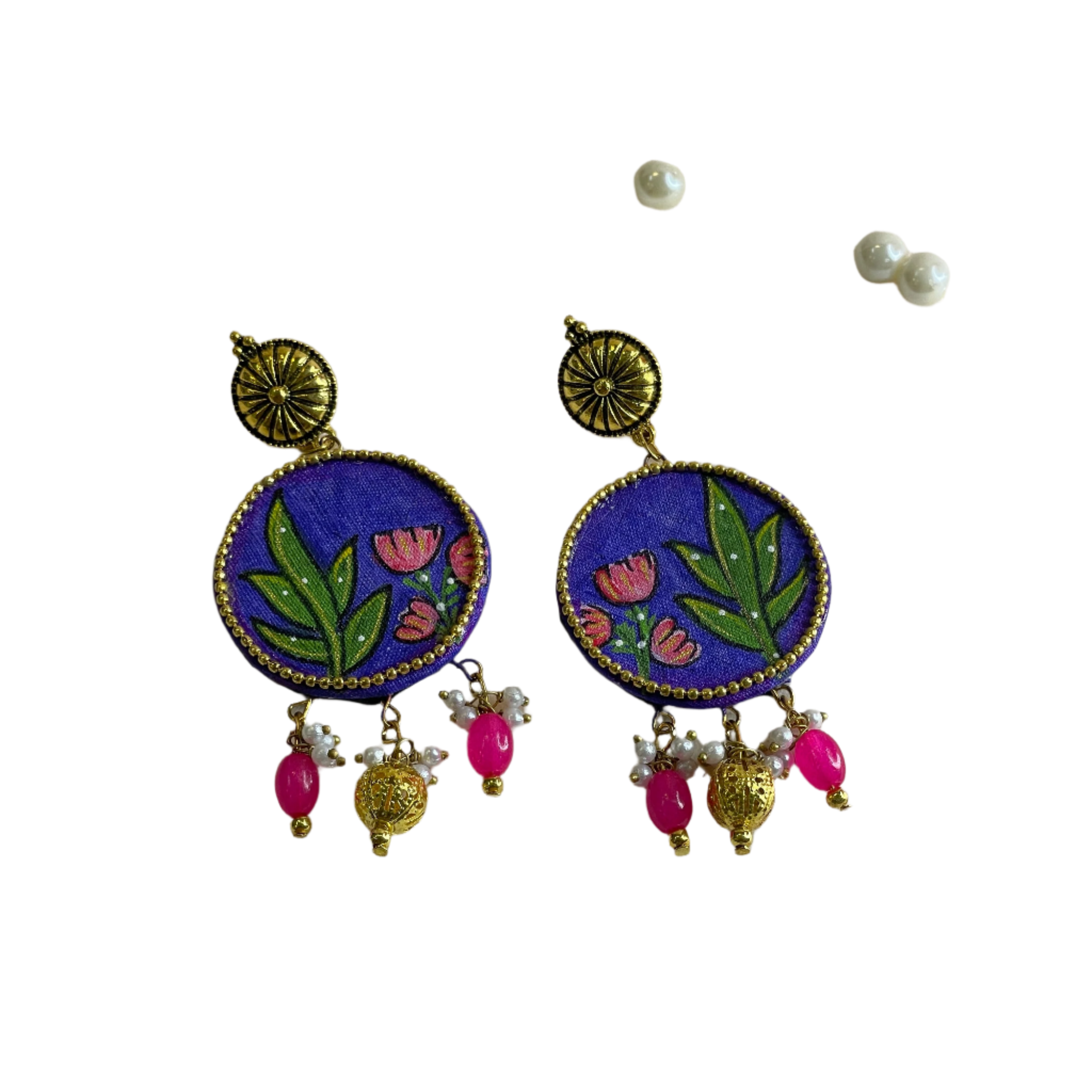 khoj city Mauve Traditional Multi Color Hand Painted Drop (Earrings) HP-ER-203