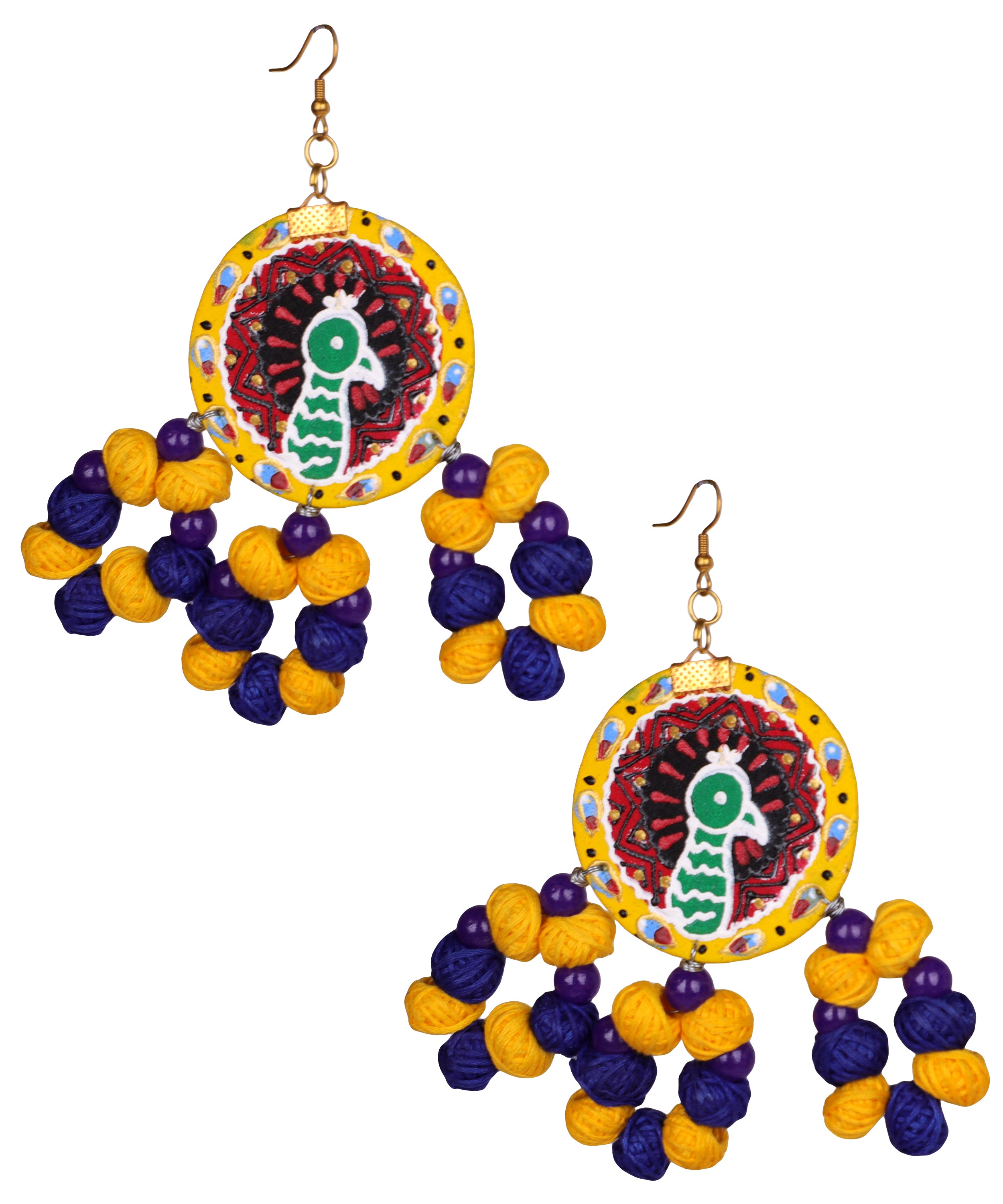 khoj city Mayuri Traditional Multi Color Hand Painted Drop (Earrings) HP-ER-101