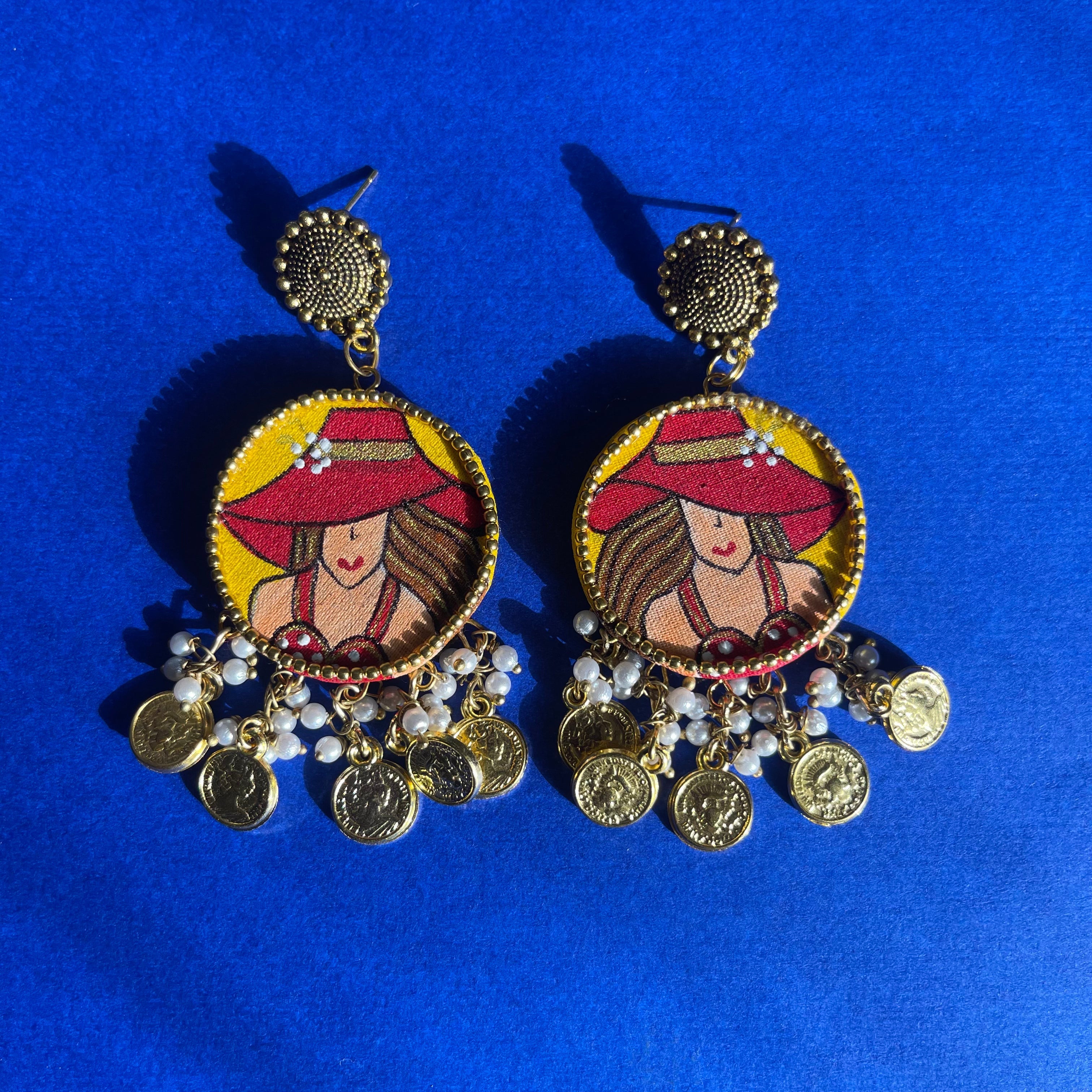 khoj city Mini / Chrome Yellow Seton Handpainted (Earrings)