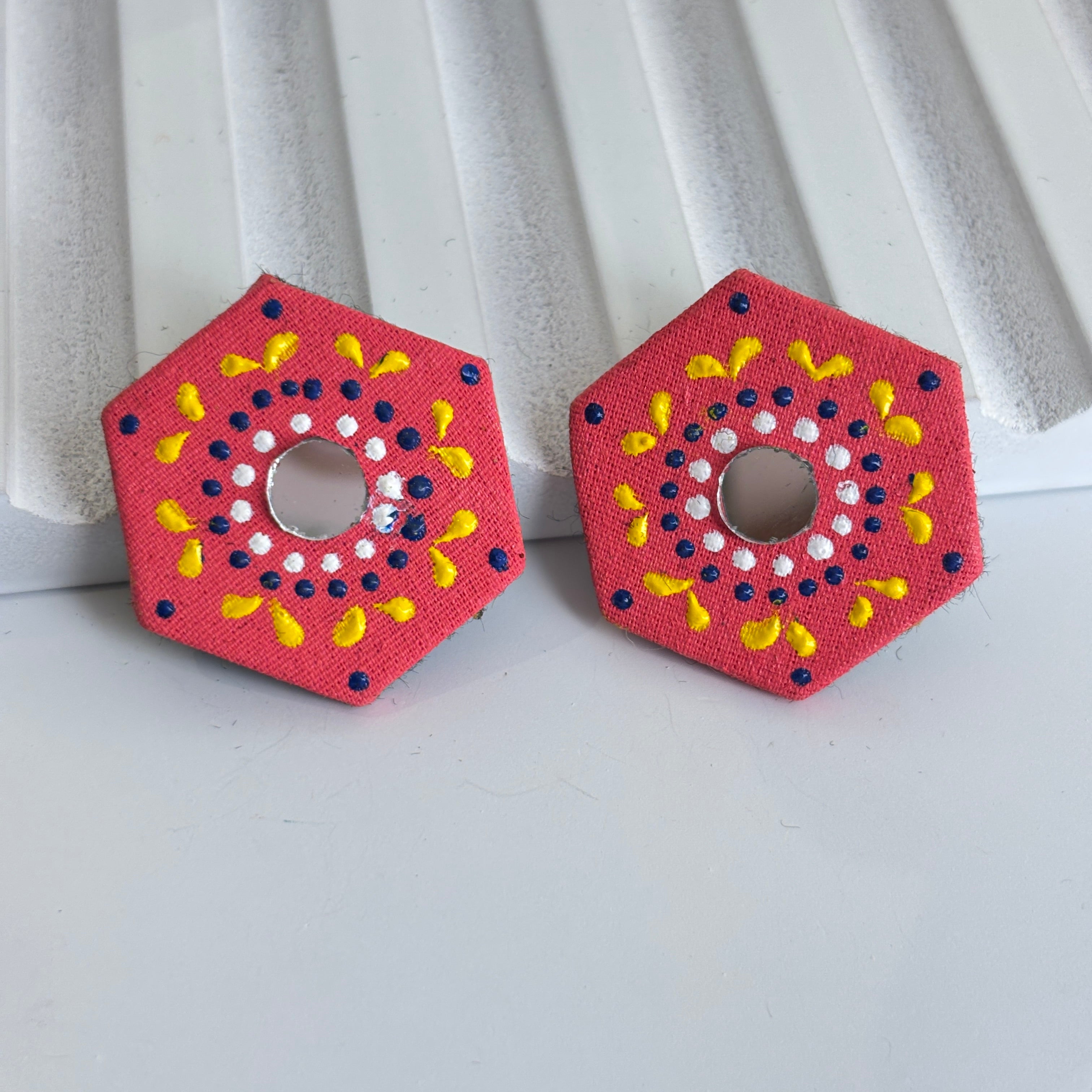 khoj city Mini Classic Multi Color Hand Painted Stud (Earrings) HP-ER-226