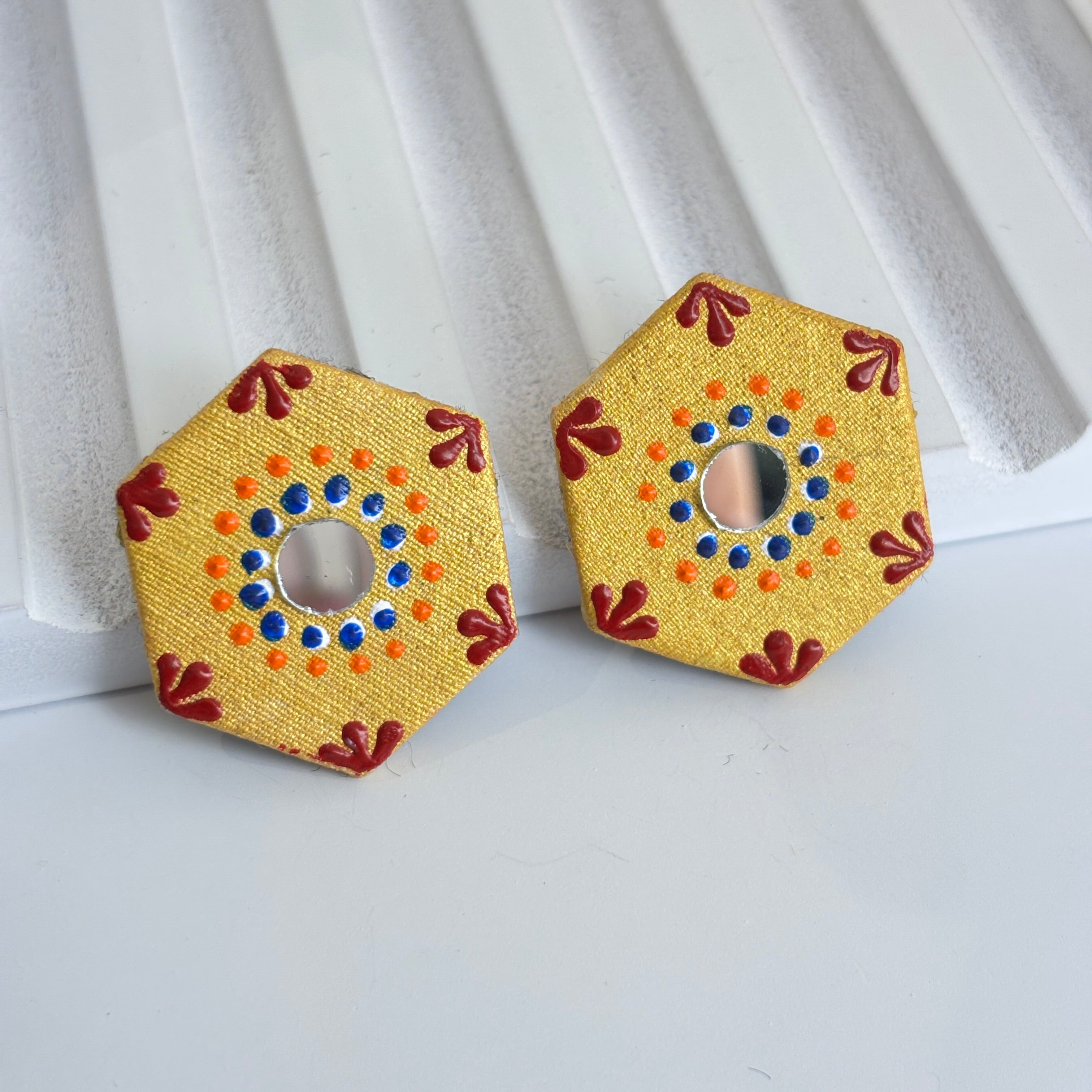 khoj city Mini Classic Multi Color Hand Painted Stud (Earrings) HP-ER-230