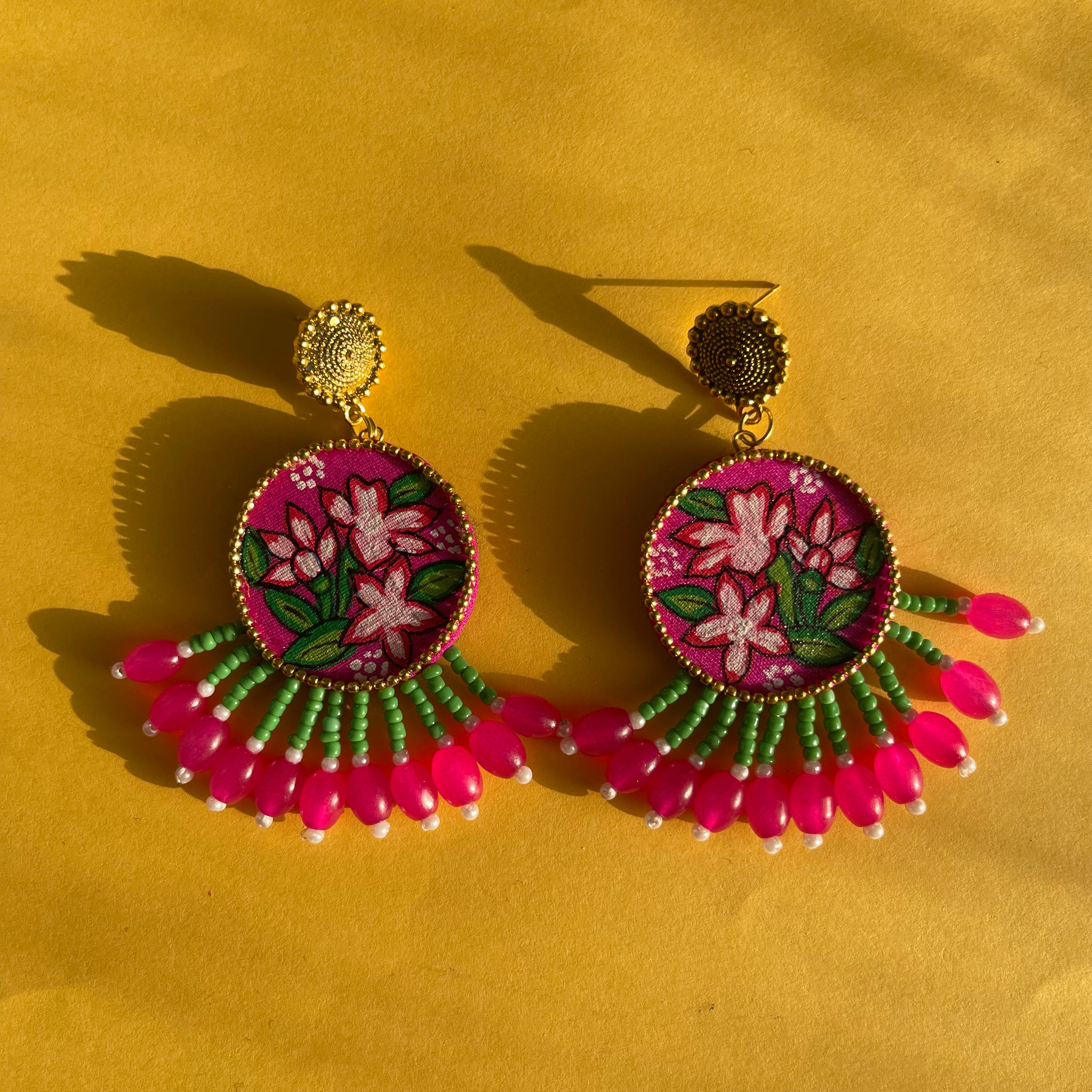 khoj city Mini / Dark Pink Gladiolus Handpainted (Earrings)