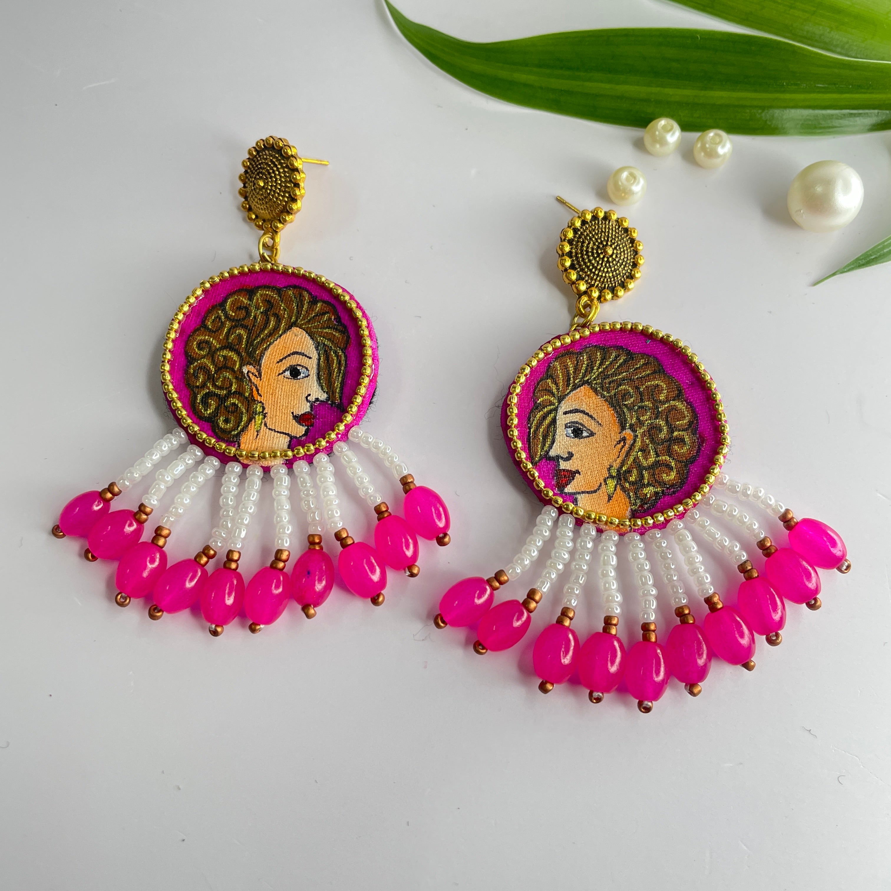 khoj city Mini / Dark Pink Roop Handpainted (Earrings)