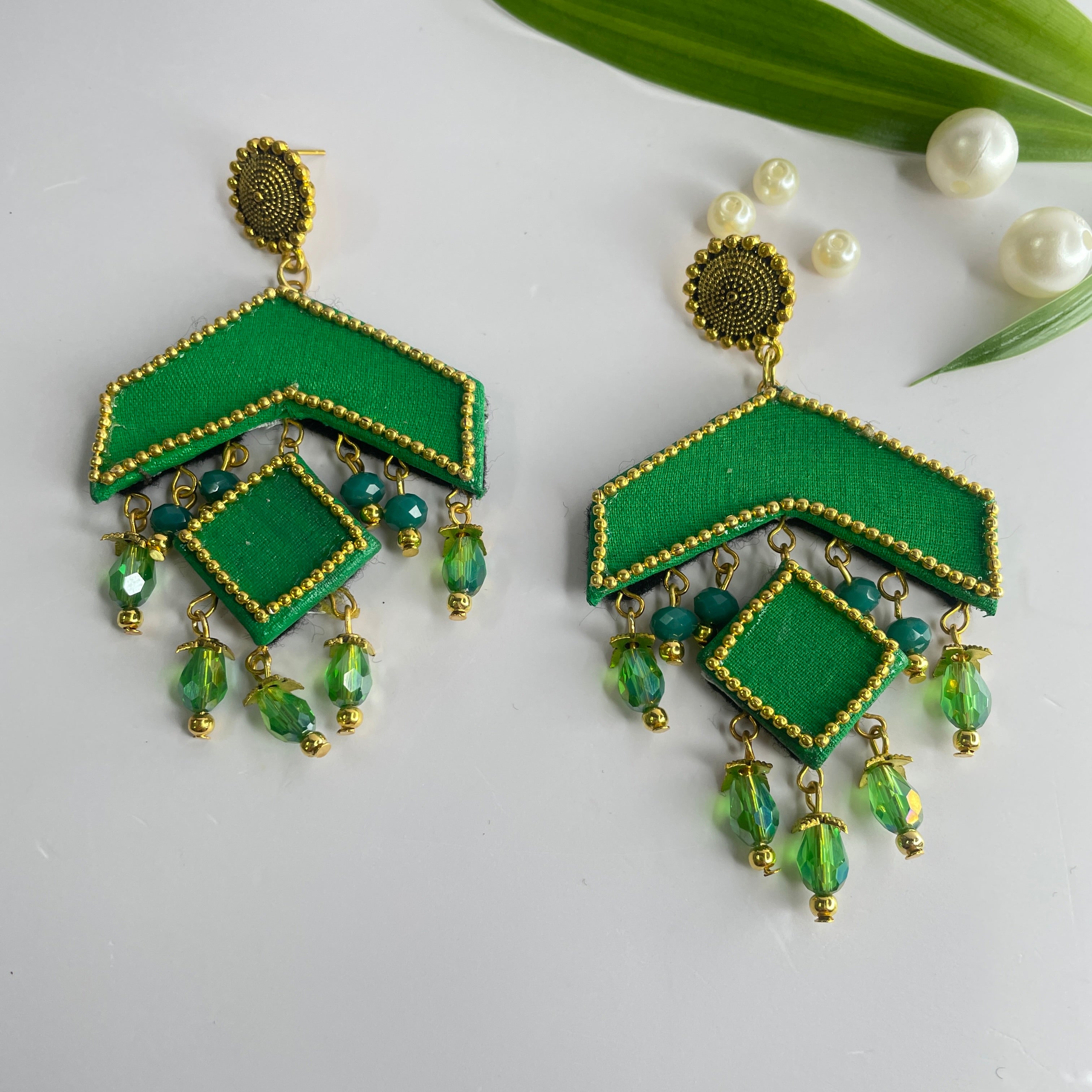 khoj city Mini / Green Amant Traditional Multi Color Hand Painted Drop (Earrings) HP-ER-011