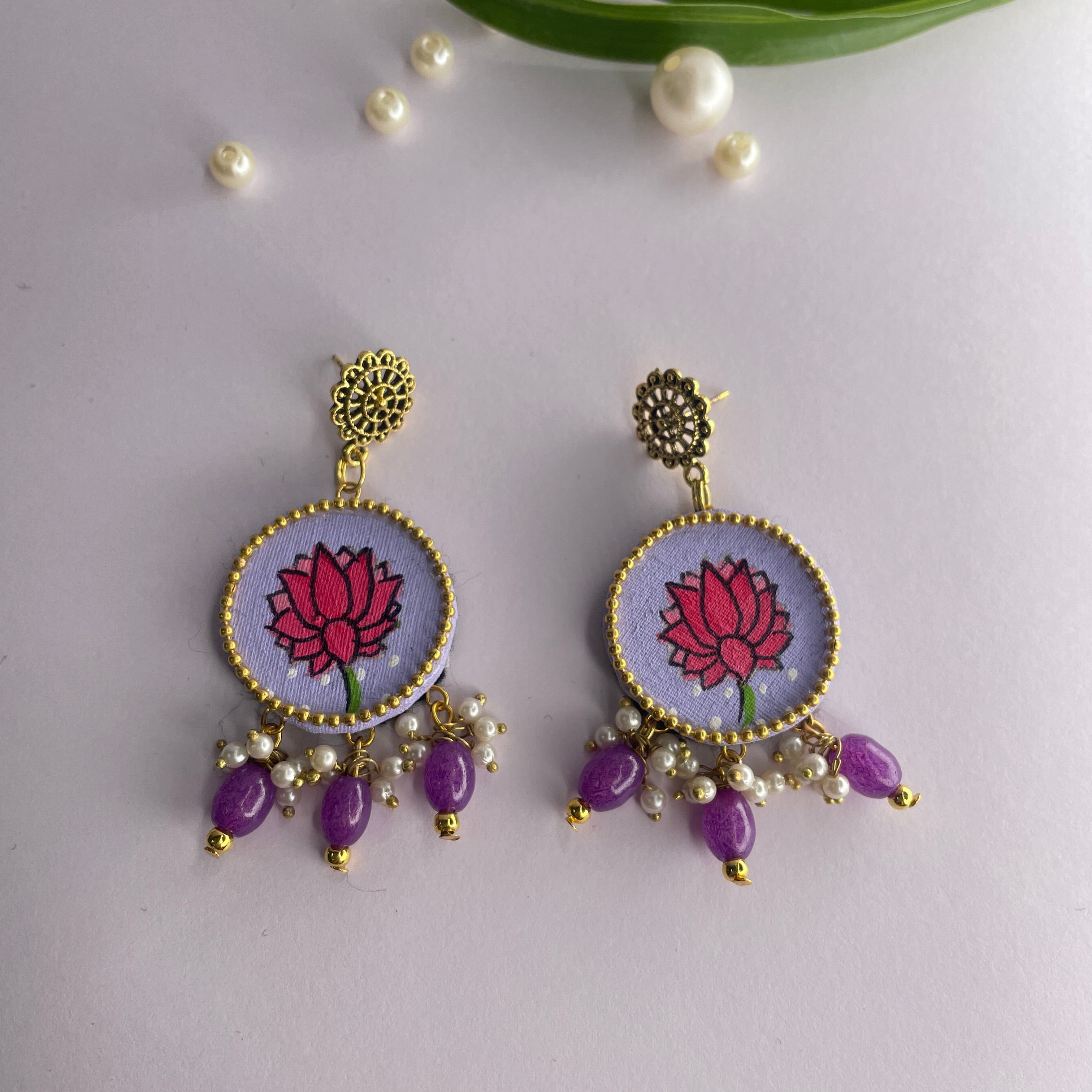 khoj city Mini / Lavender Meera Handpainted (Earrings)