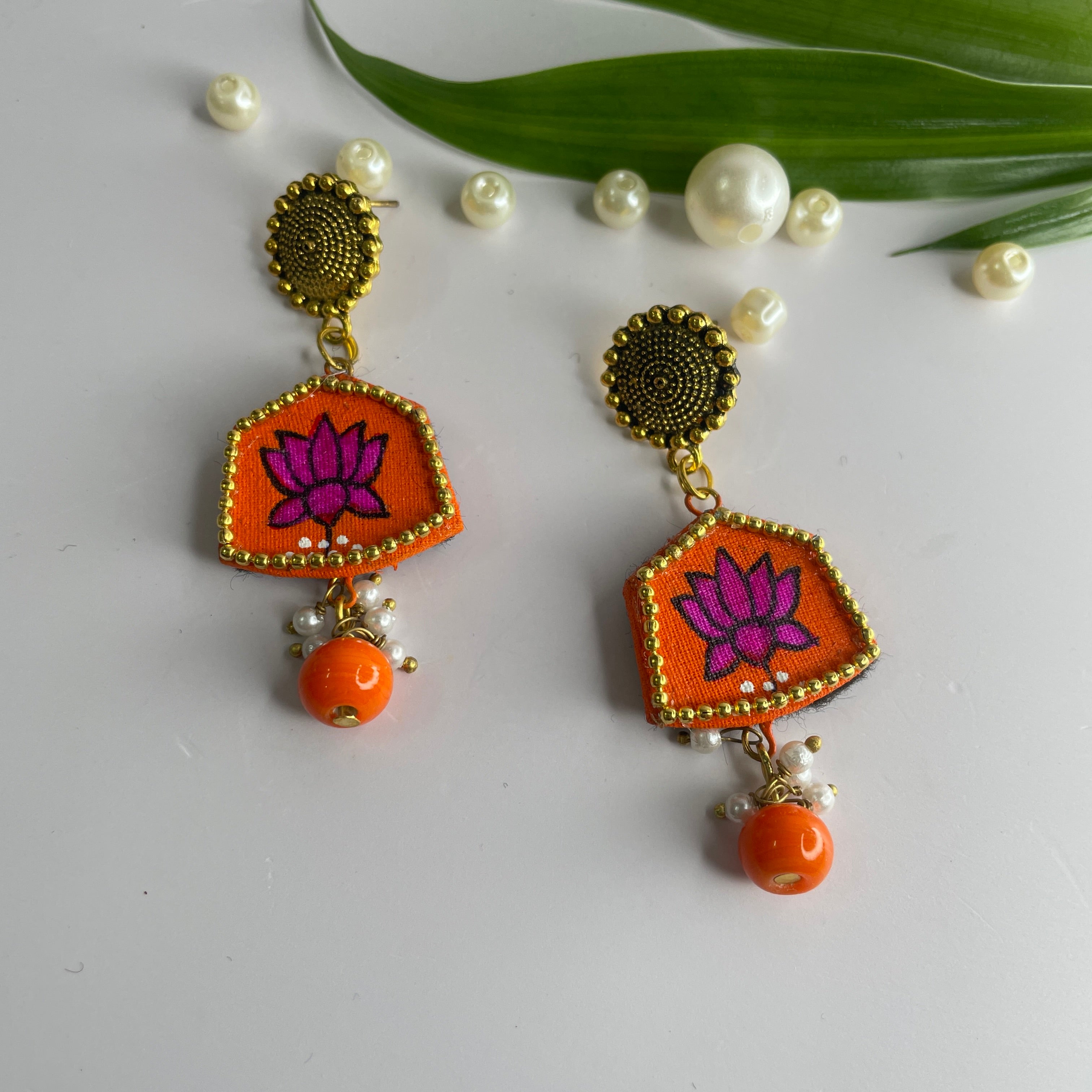 khoj city Mini / Orange Hemlata Handpainted (Earrings)