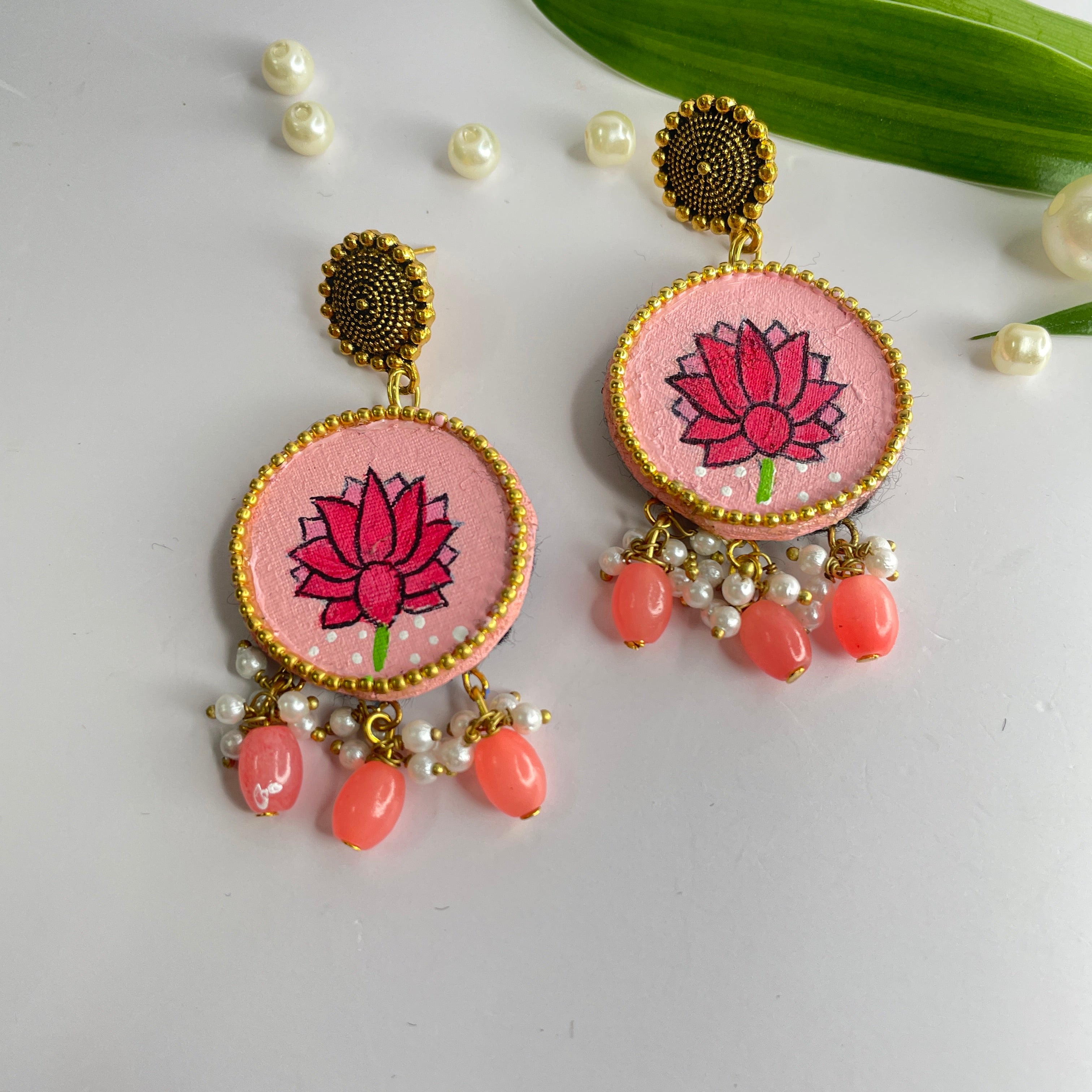 khoj city Mini / Peach Meera Handpainted (Earrings)