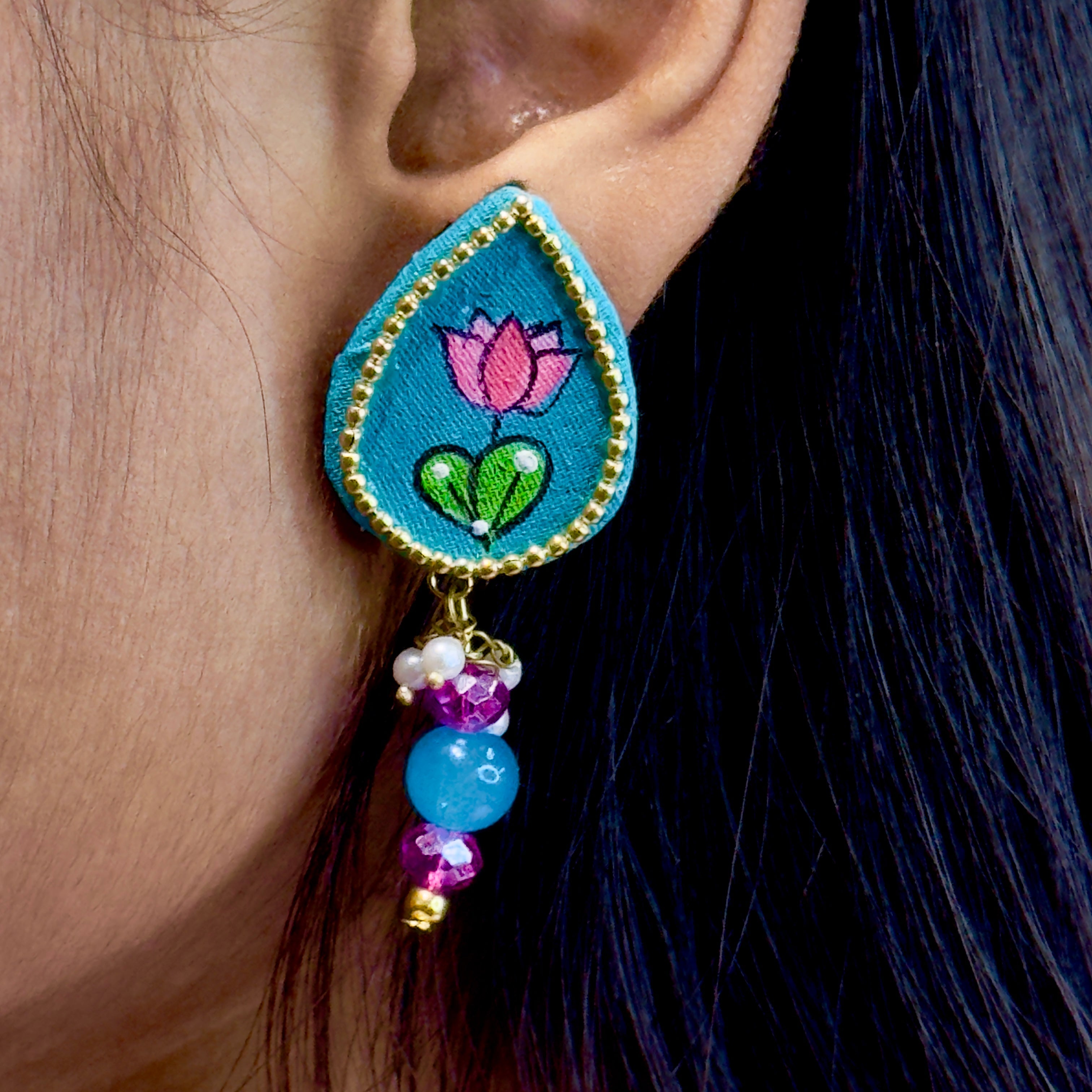 khoj city Mini Studs Hand-painted (Earring) - 016