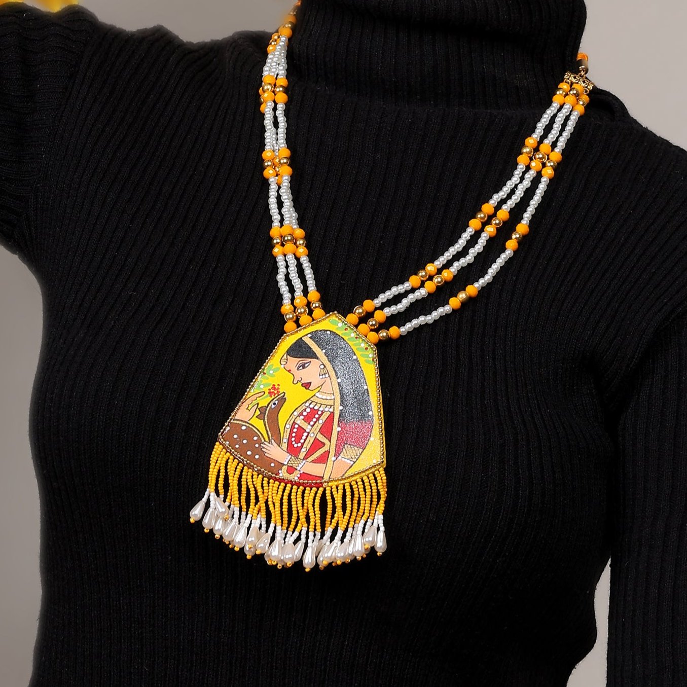 khoj city Mithila Haldi Classic Hand Painted (Necklace) HP-NP-064