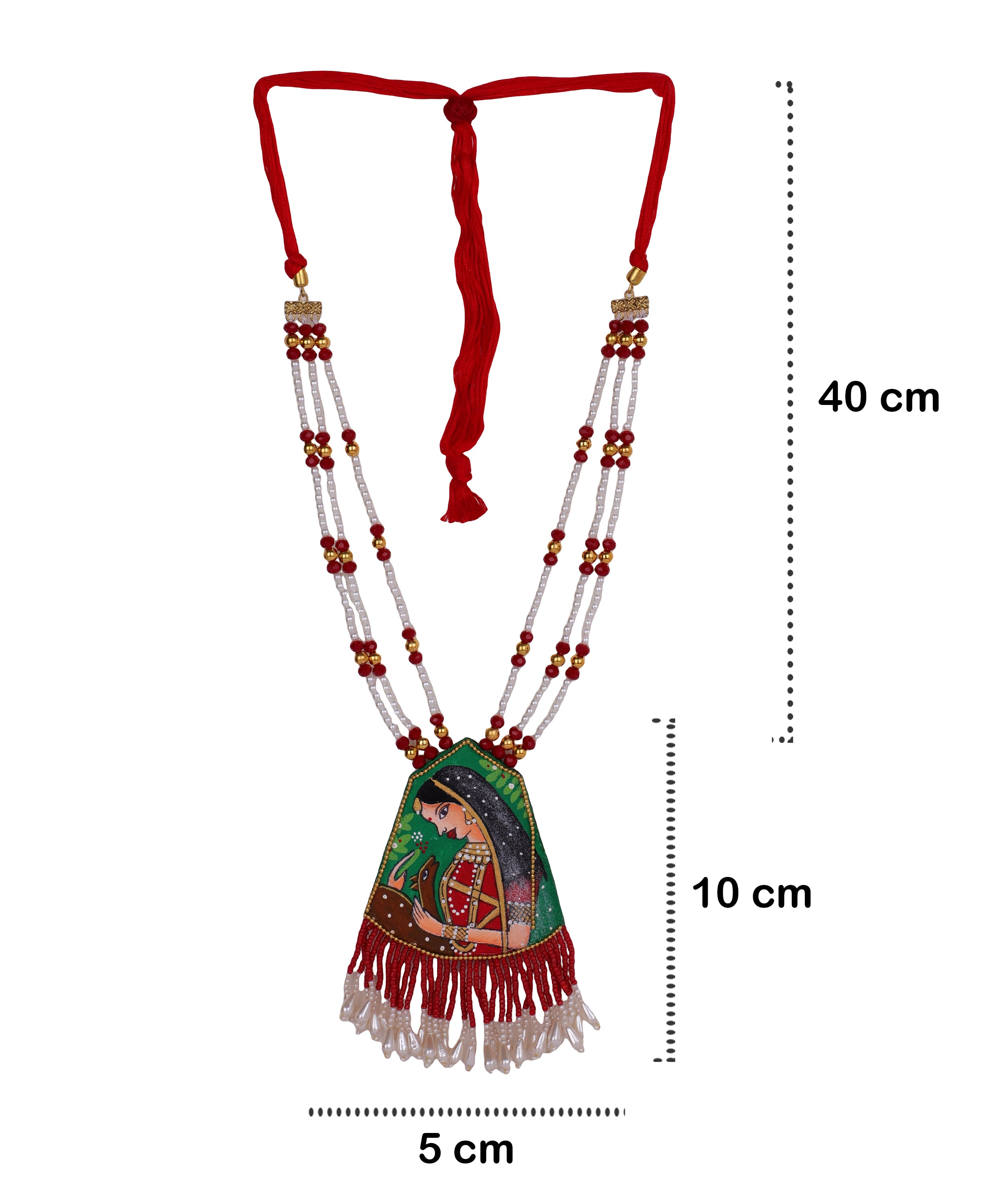 khoj city Mithila Red Classic Multi Color Hand Painted (Necklace) HP-NP-156