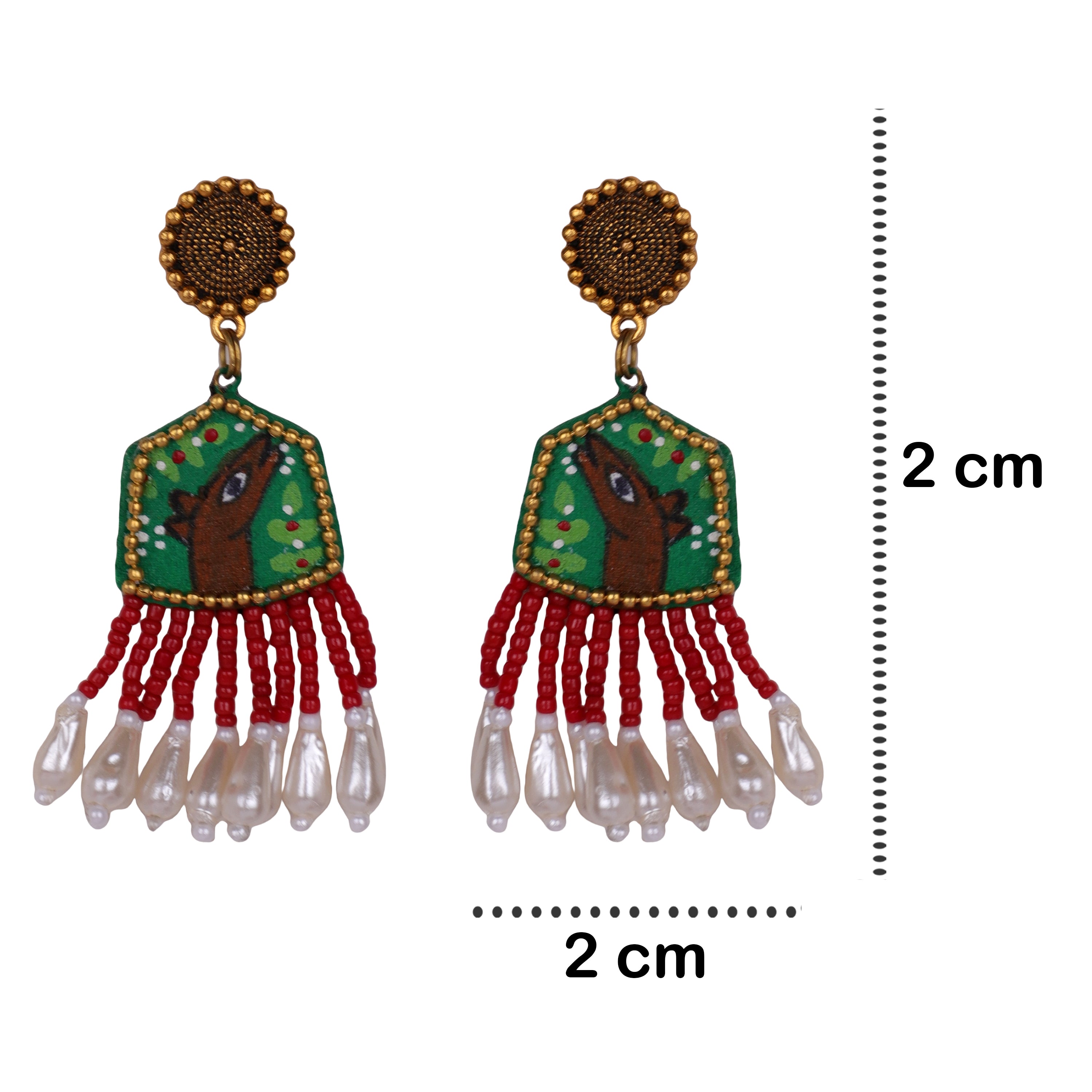 khoj city Mithila Traditional Multi Color Hand Painted Drop (Earrings) HP-ER-134