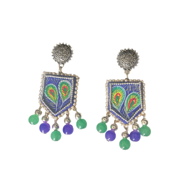 khoj city Mor Handpainted Blue (Earrings)