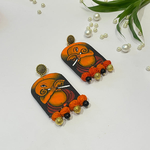 khoj city Mumbai cha Ganesha (Handpainted Earrings) - 050