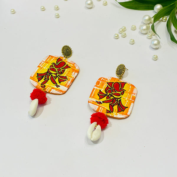 khoj city Mumbai cha Ganesha (Handpainted Earrings) - 051