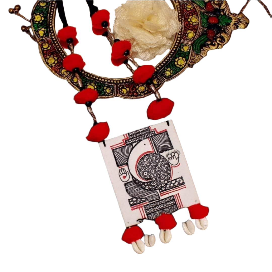 khoj city Mumbai cha Ganesha (Handpainted Necklace) - 031