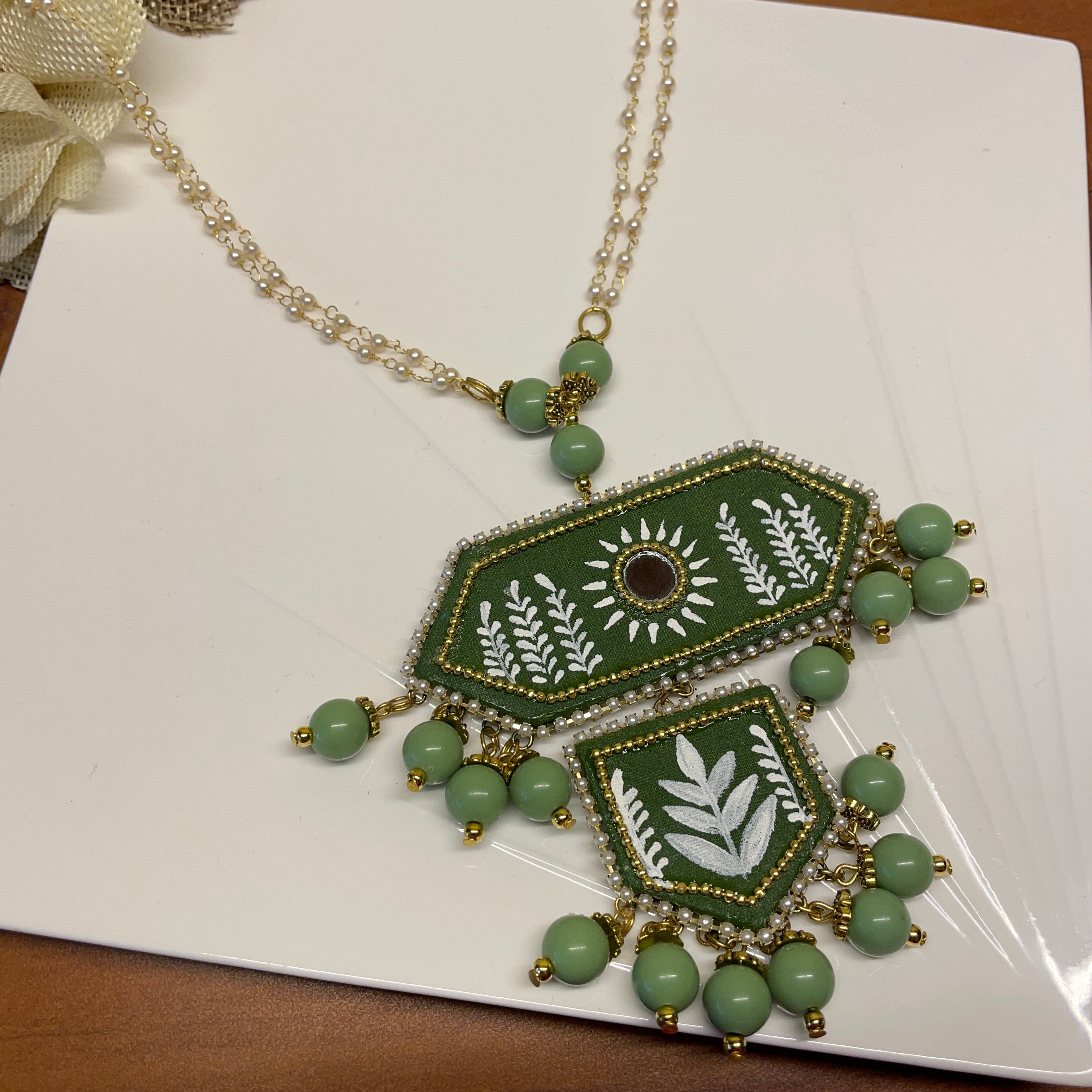 khoj city Nalini Green Handpainted (Necklace)