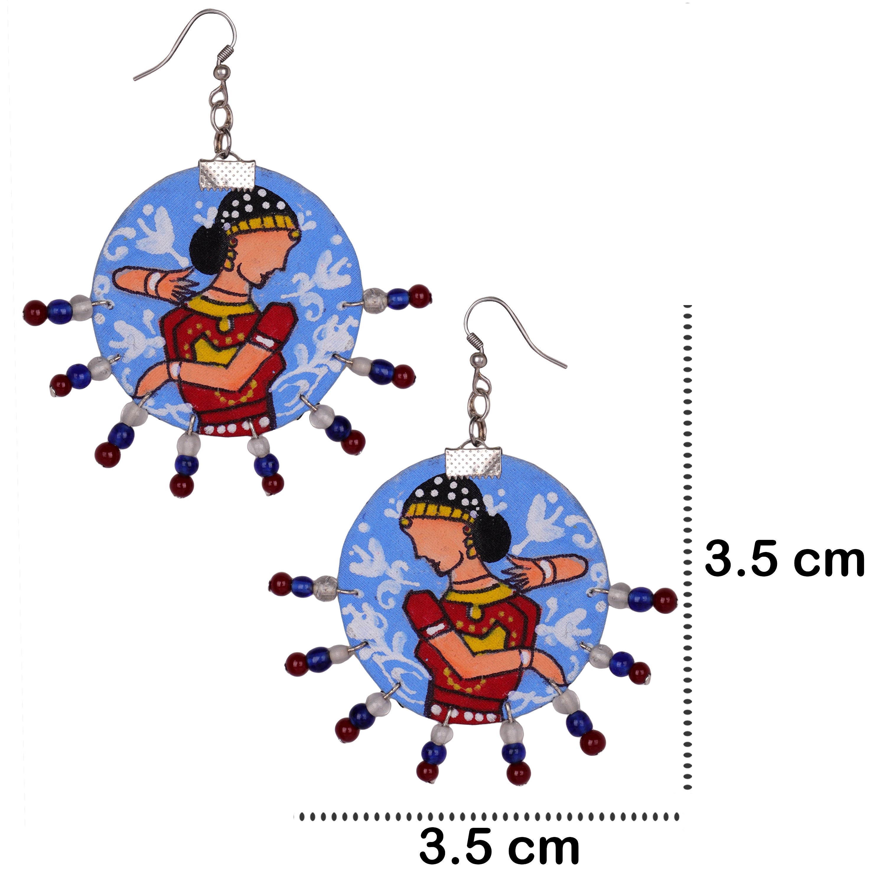 khoj city Natyam Traditional Multi Color Hand Painted Drop (Earrings) HP-ER-143