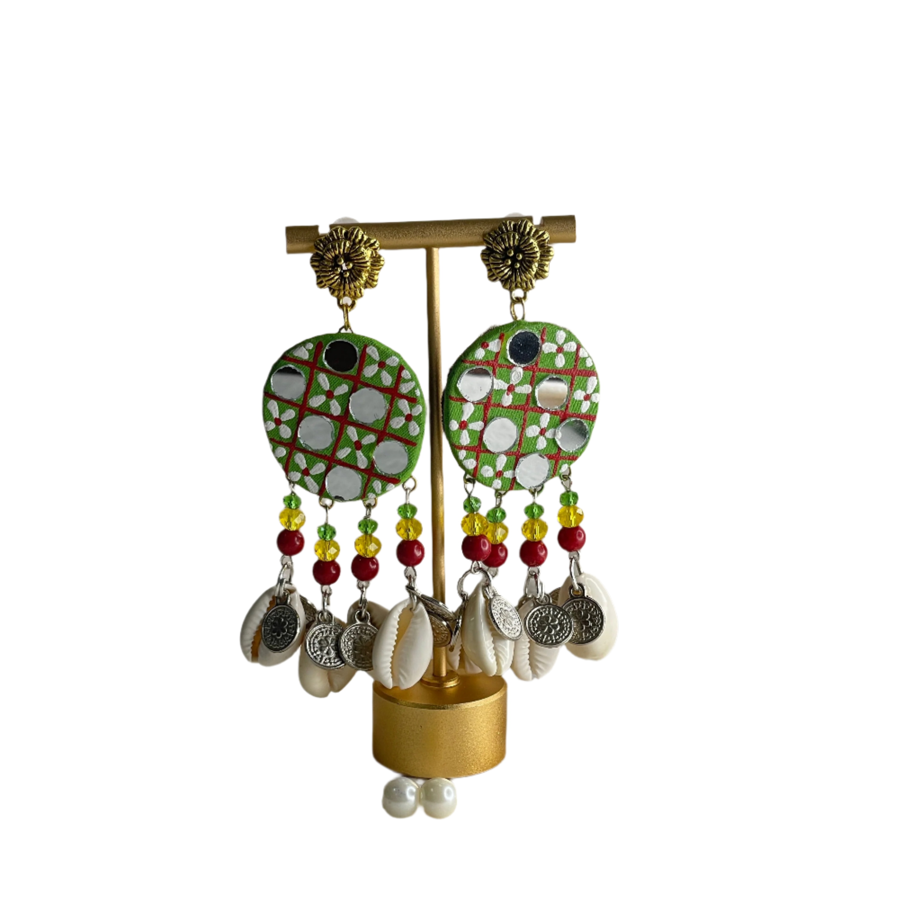 khoj city Olive Traditional Multi Color Hand Painted Drop (Earrings) HP-ER-068