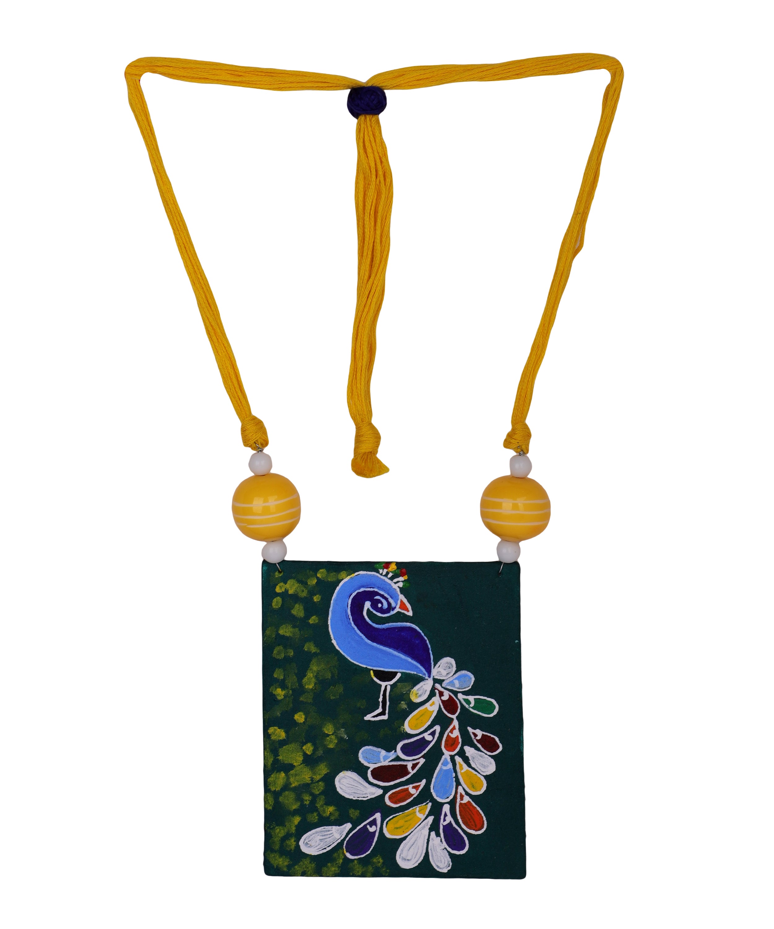 khoj city Perched Peafowl Classic Multi Color Hand Painted (Necklace set) HP-NP-084