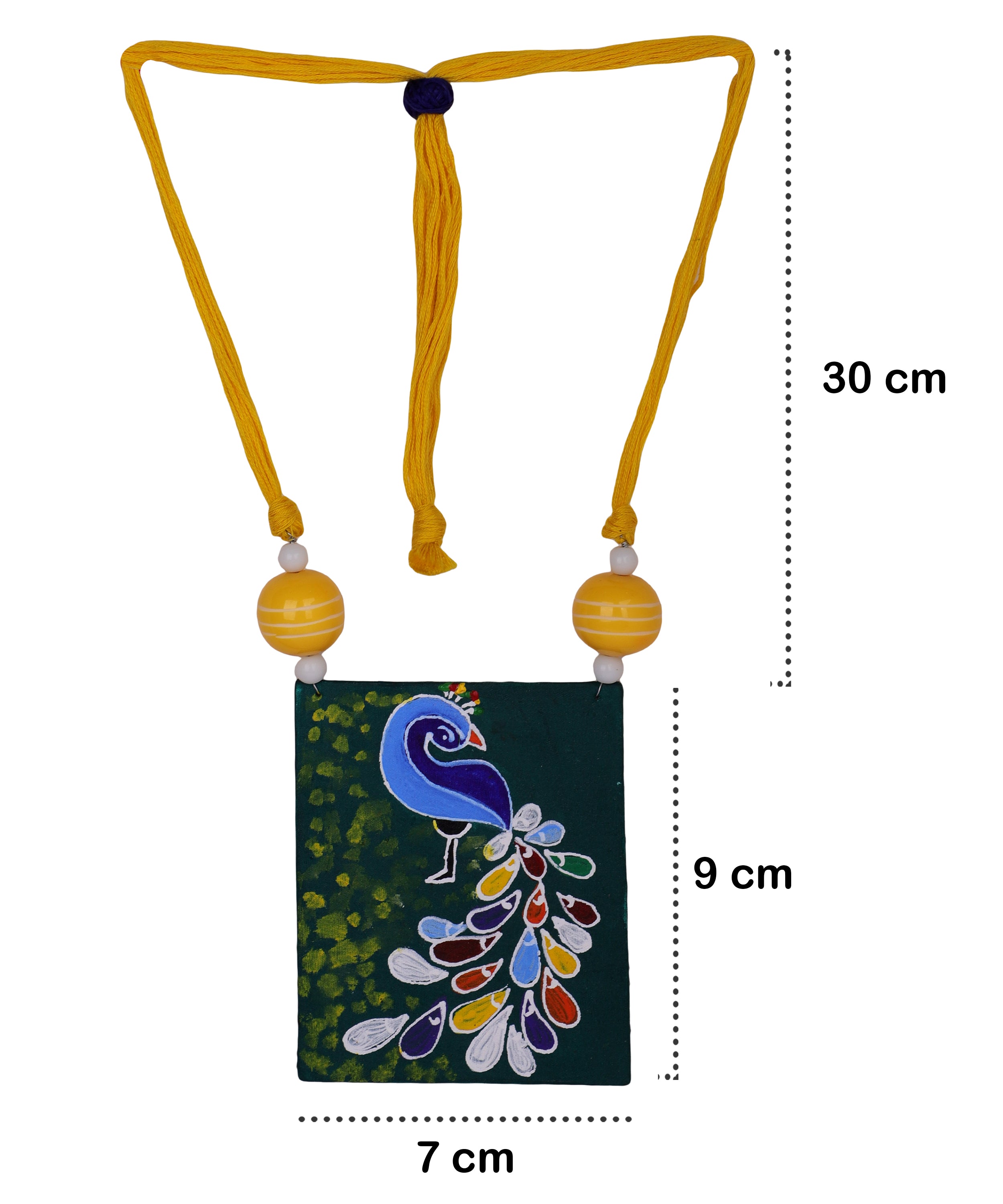 khoj city Perched Peafowl Classic Multi Color Hand Painted (Necklace set) HP-NP-084