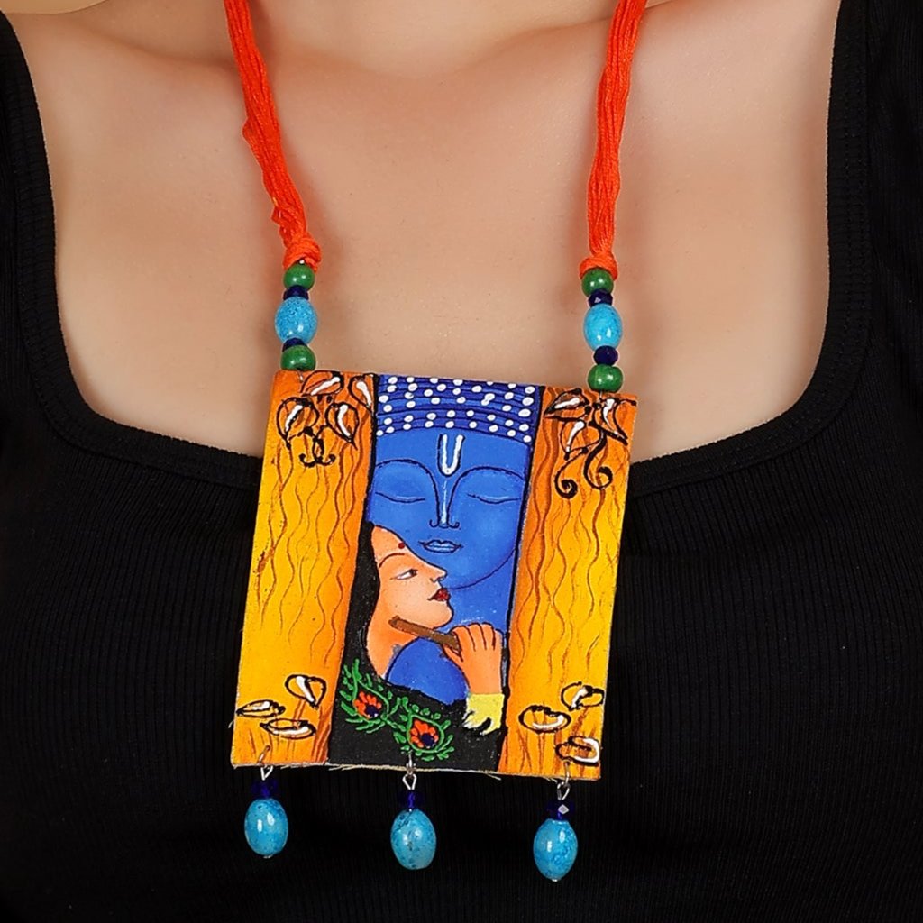 khoj city Prem Brij ke Kanha Traditional Multi Color Hand Painted (Necklace Set) HP-NP-