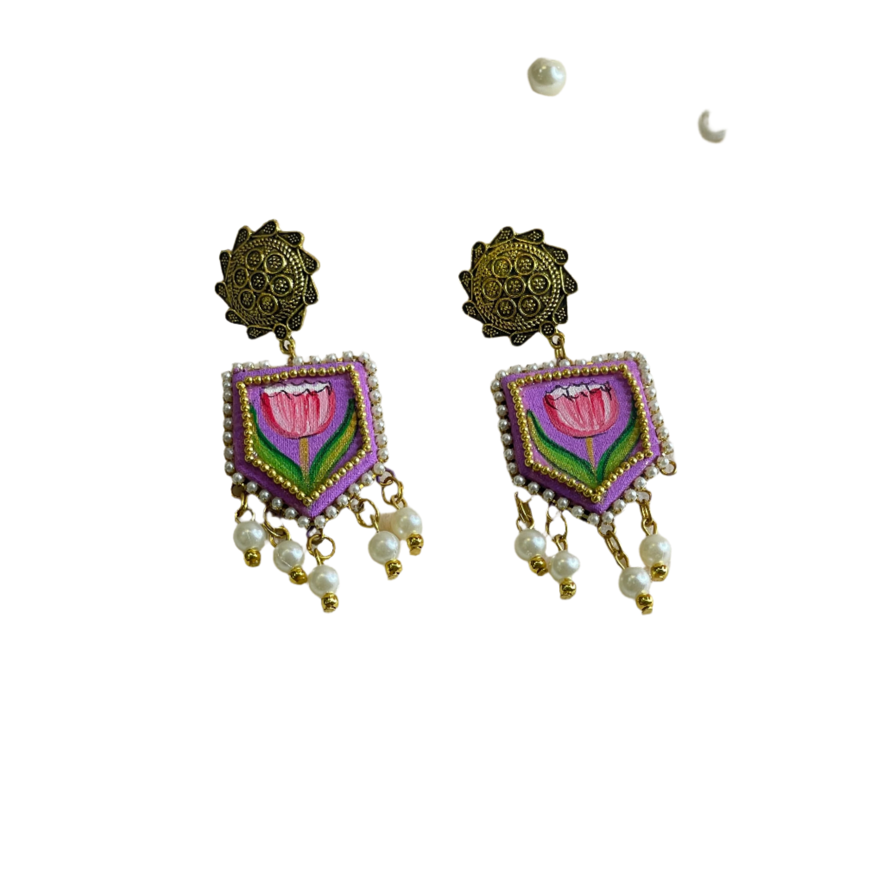 khoj city Purply Traditional Multi Color Hand Painted Drop (Earrings) HP-ER-205