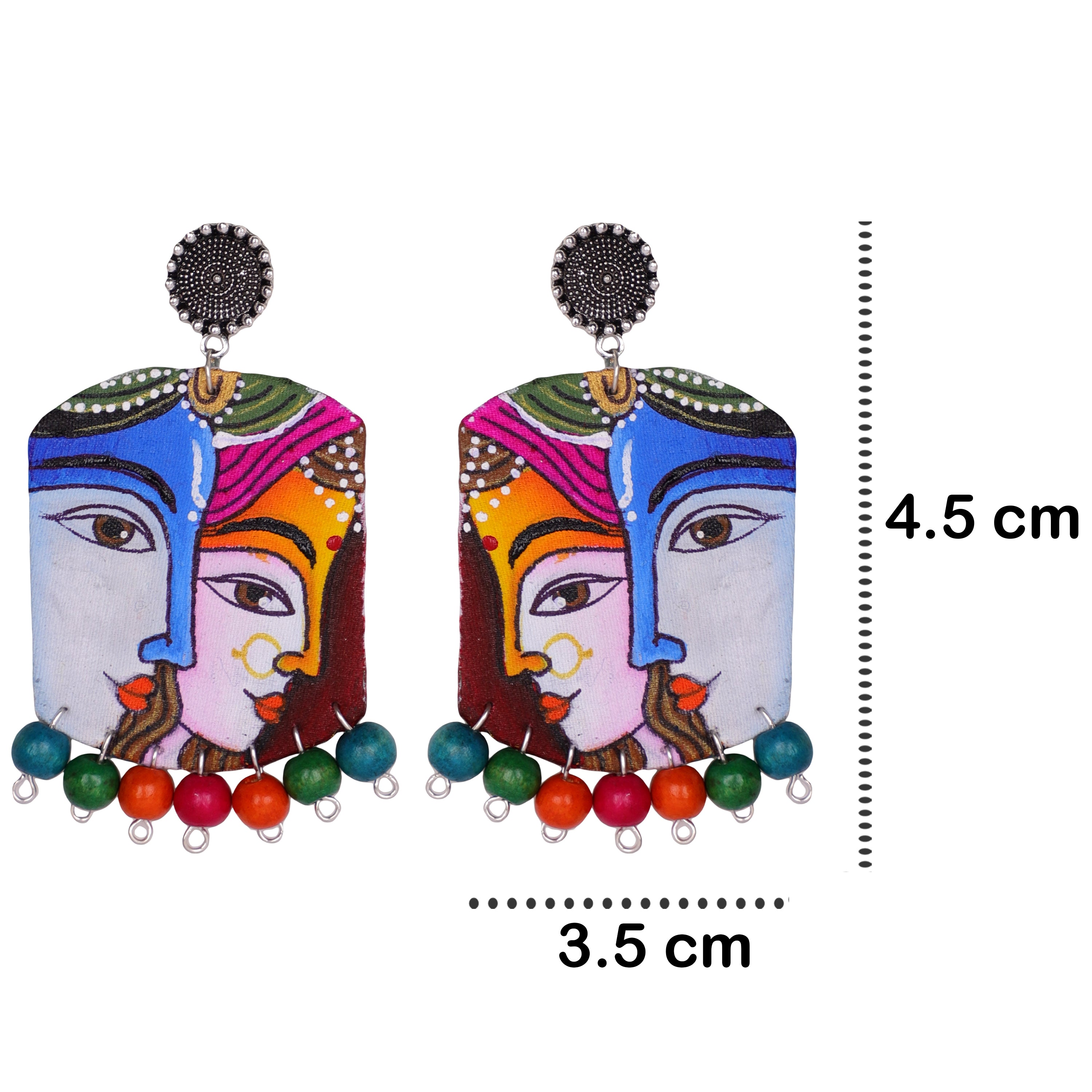 khoj city Raasleela Brij ke Kanha Traditional Multi Color Hand Painted Drop (Earrings) HP-ER-028