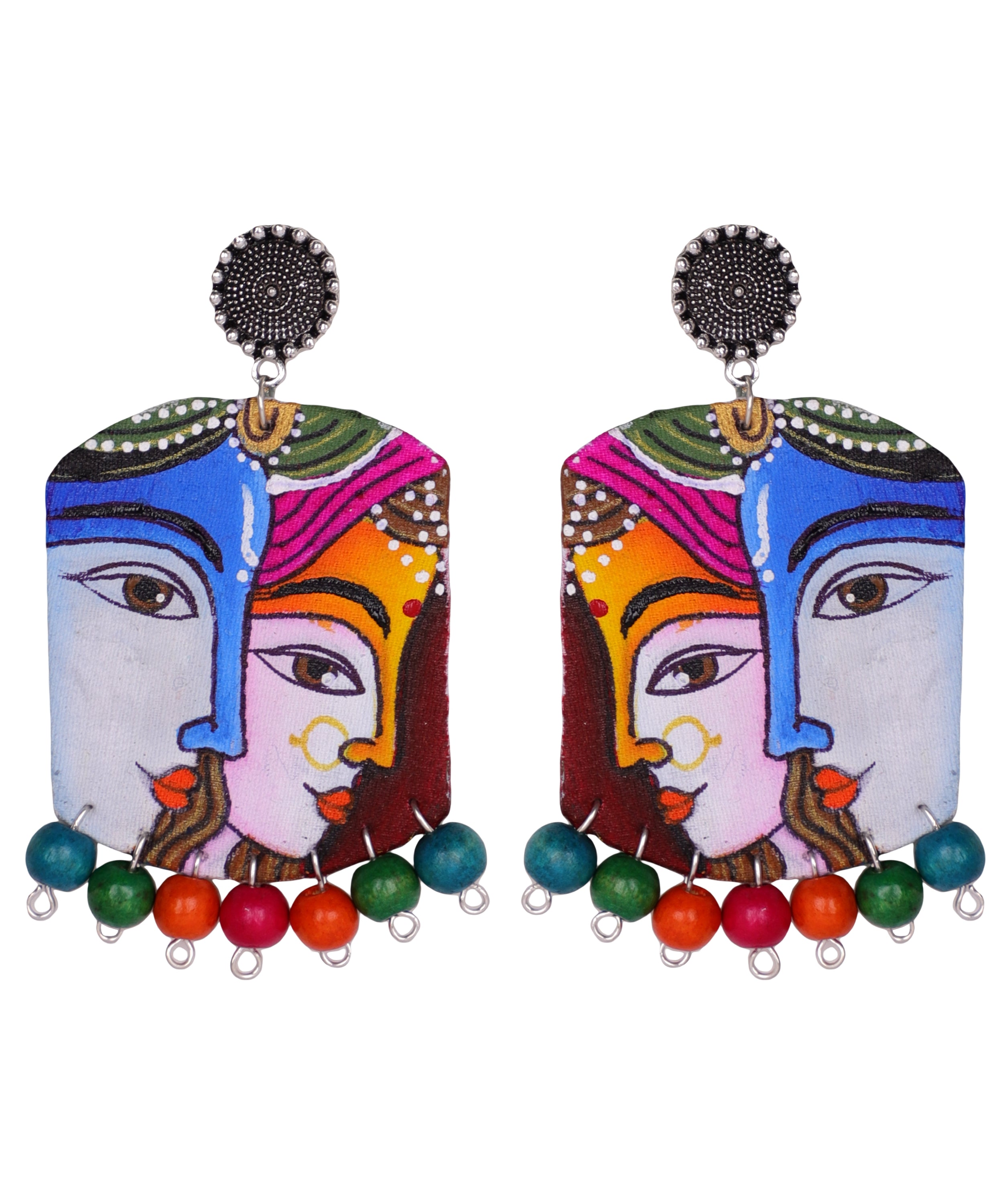 High quality Multicolor Radha Krishna Painted Drop Earring For Women