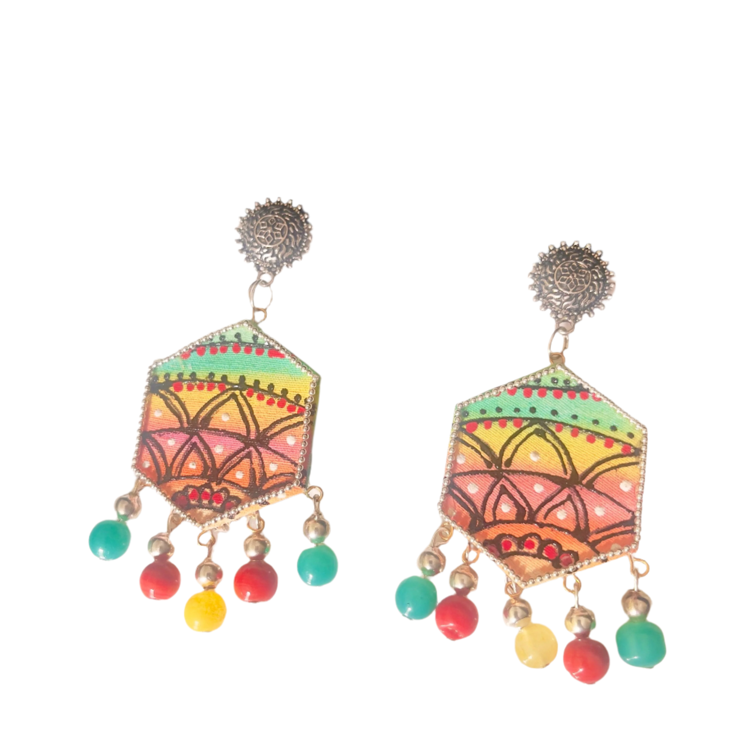 khoj city Rainbow Handpainted Pink (Earrings)