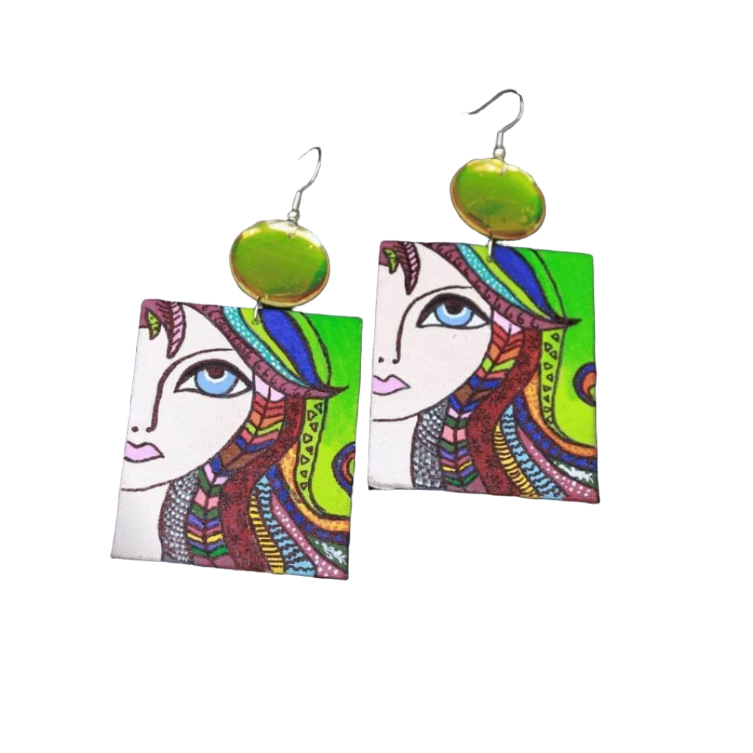 khoj city Rangeen Nayan Handpainted Green (Earrings)