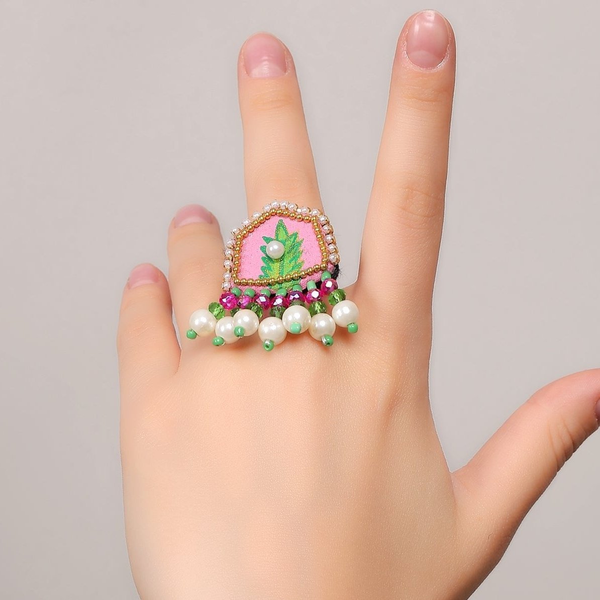 khoj city Reni Classic Multi Color Hand Painted (Ring) HP-RG-011