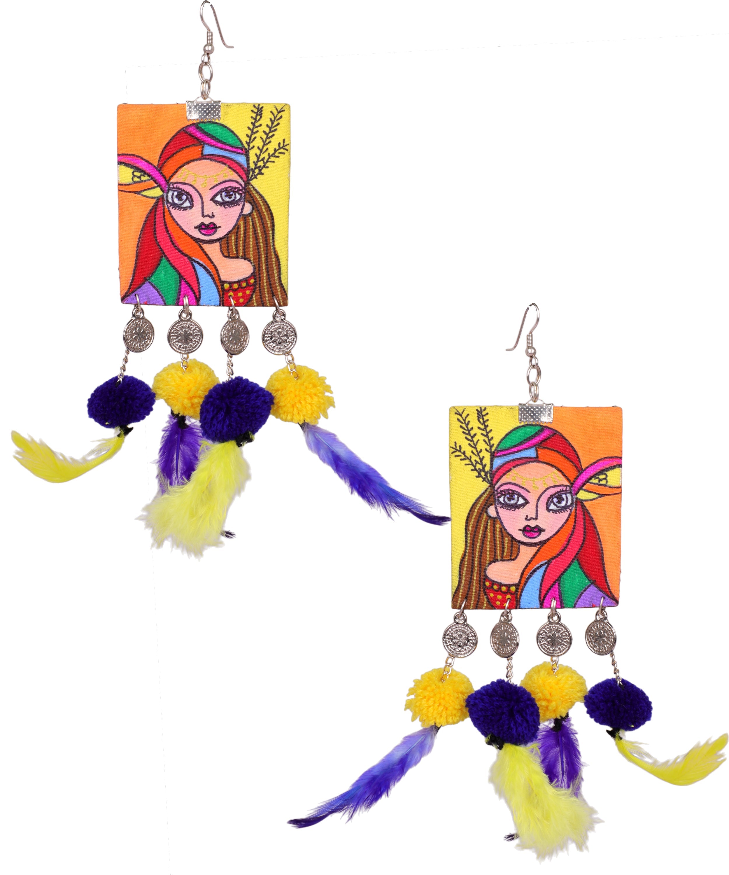 khoj city Rim Jhim Bohemian Multi Color Hand Painted Drop (Earrings) HP-ER-170