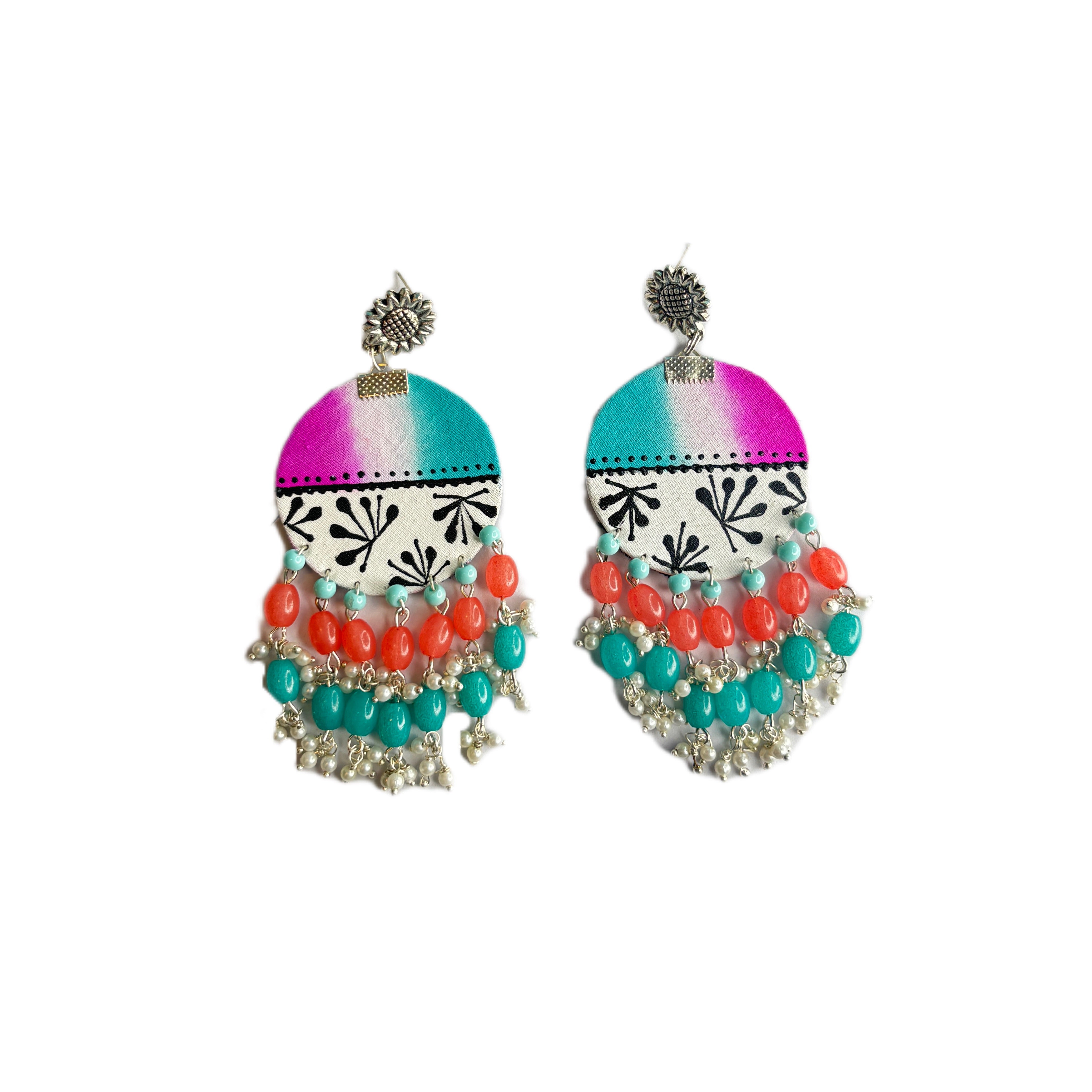 khoj city Sage Rosa Traditional Multi Color Hand Painted Drop (Earrings) HP-ER-176