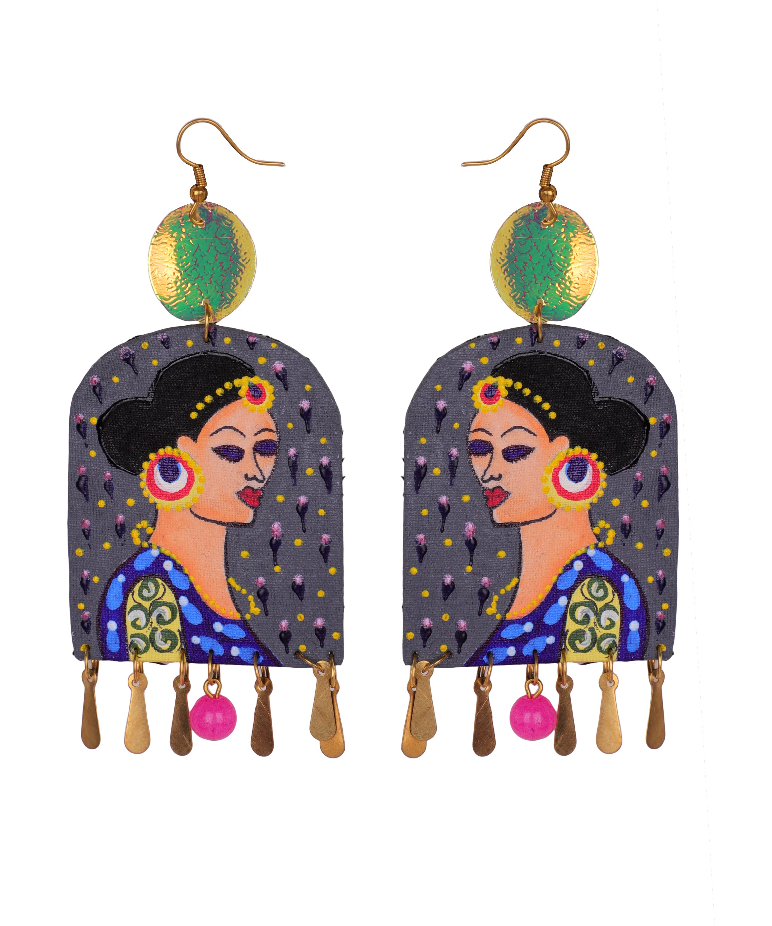 khoj city Saundarya Traditional Multi Color Hand Painted Drop (Earrings) HP-ER-177