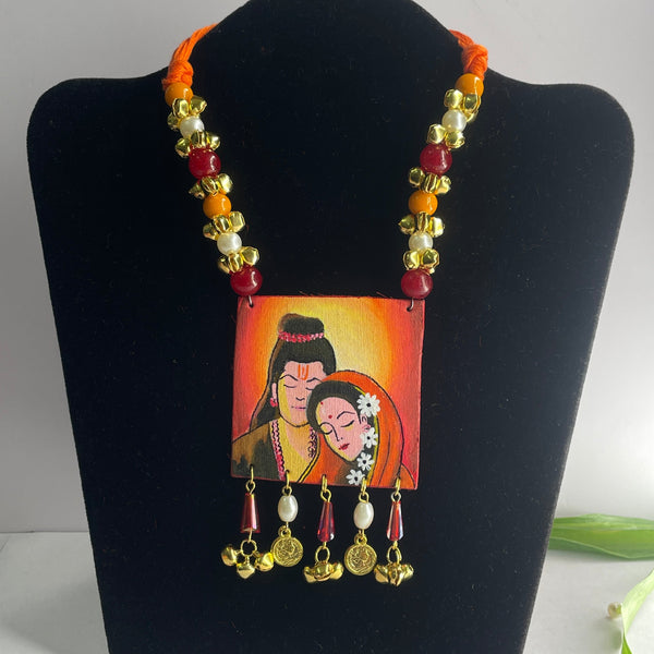 khoj city Siya Ram Handpainted Jewellery (Necklace) code - 033