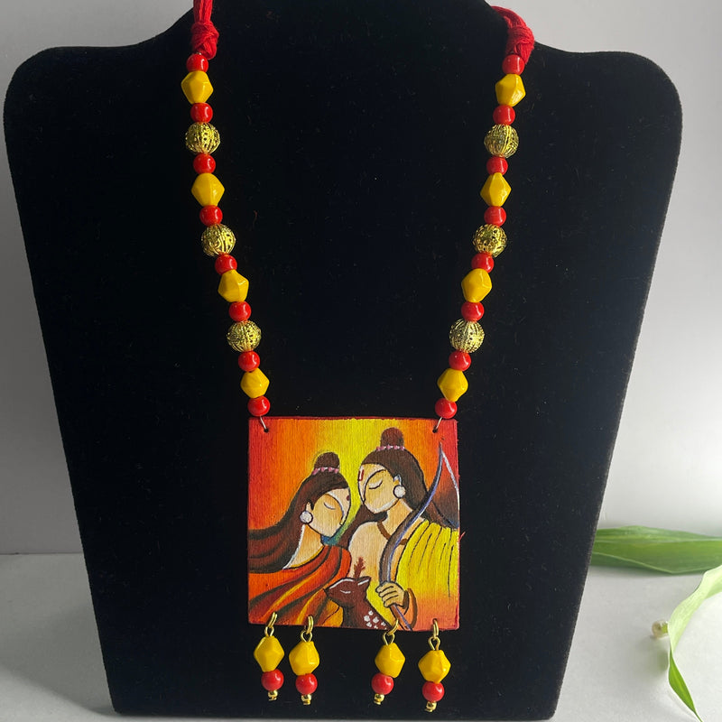 khoj city Siya Ram Handpainted Jewellery (Necklace) code - 034