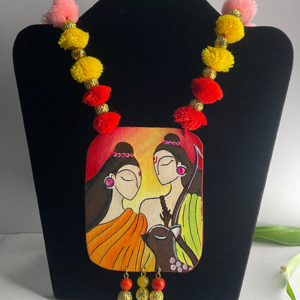 khoj city Siya Ram Handpainted Jewellery (Necklace) code - 035