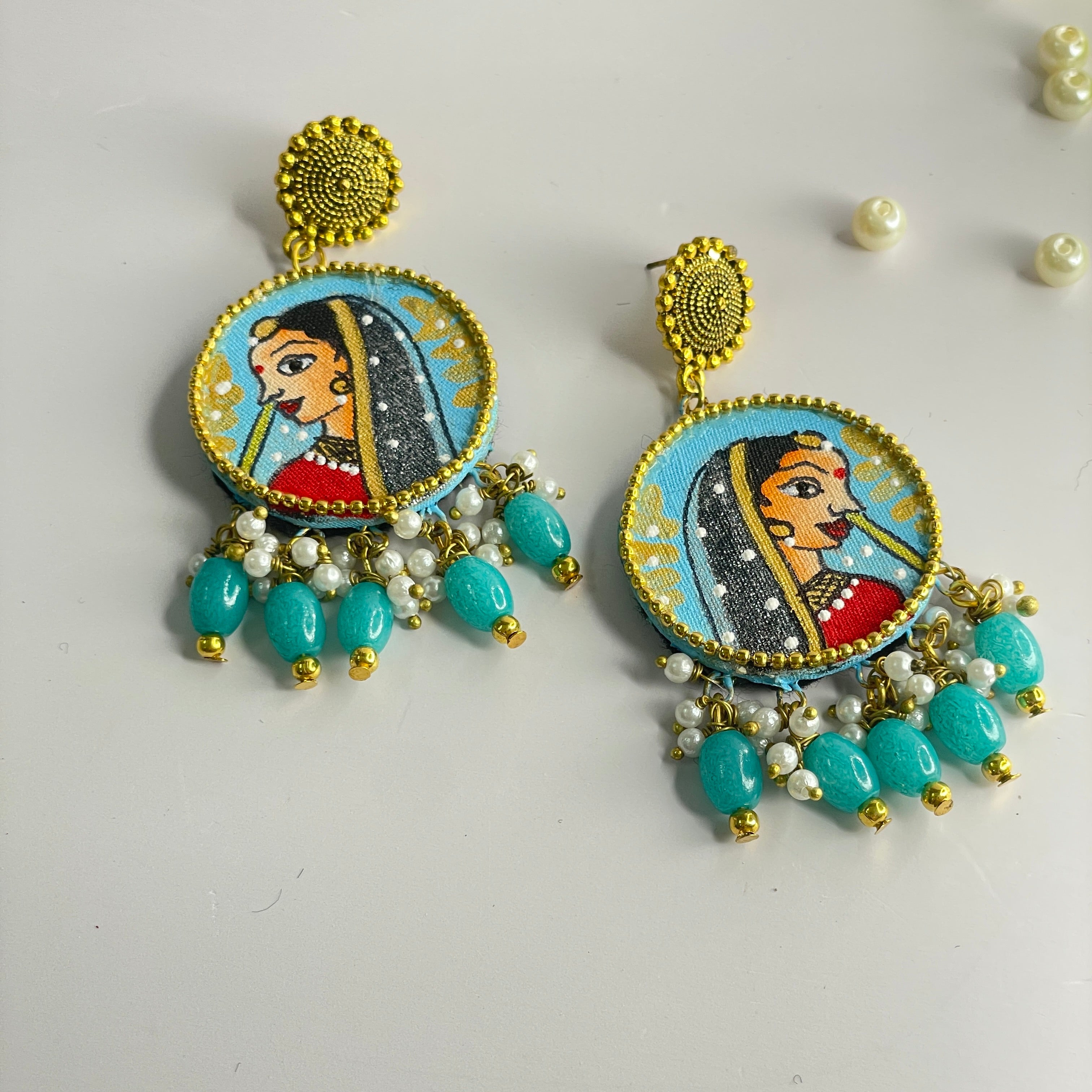 khoj city Sky Blue Nayana Handpainted (Earrings)