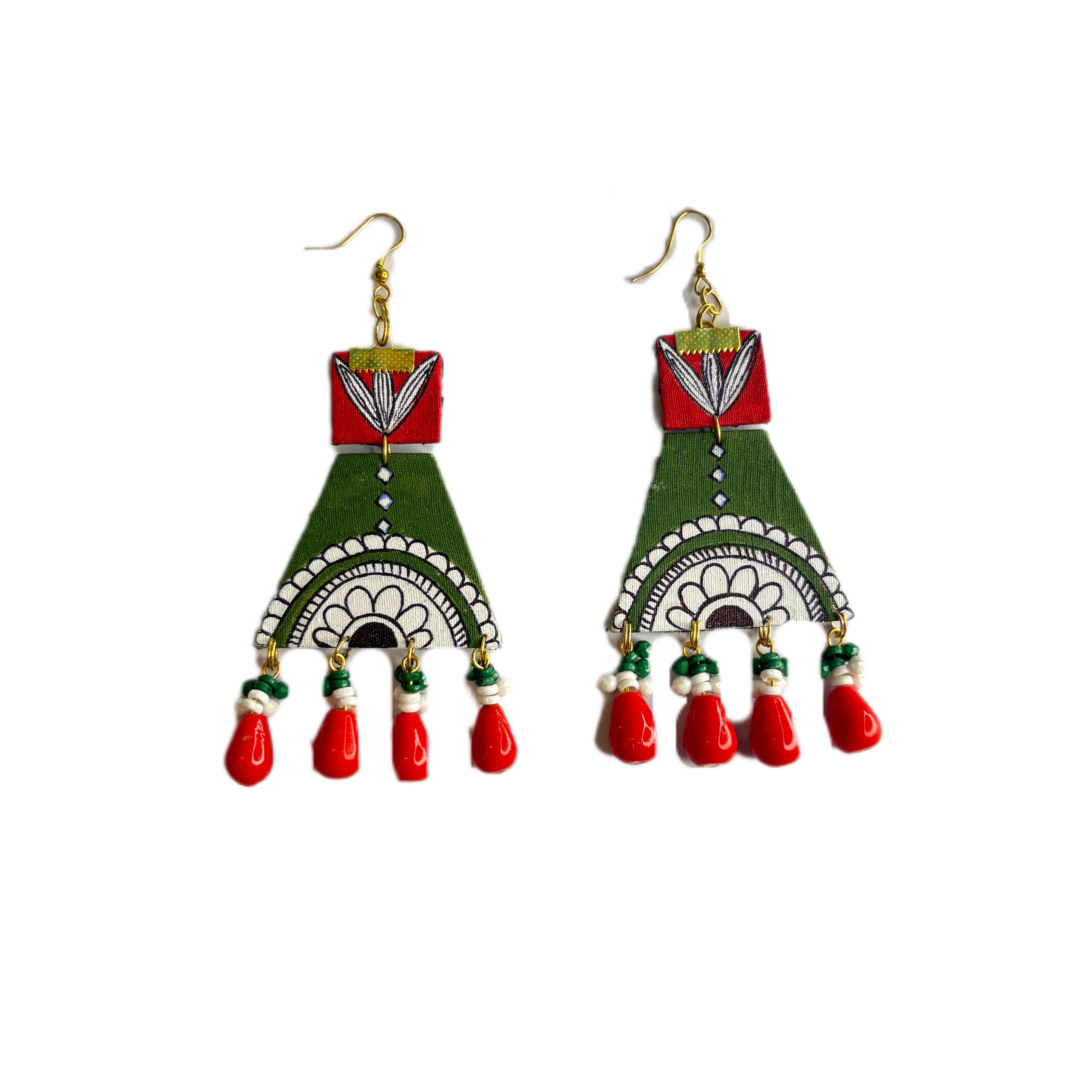 khoj city Sorrel Modern Multi Color Hand Painted Drop (Earrings) HP-ER-181